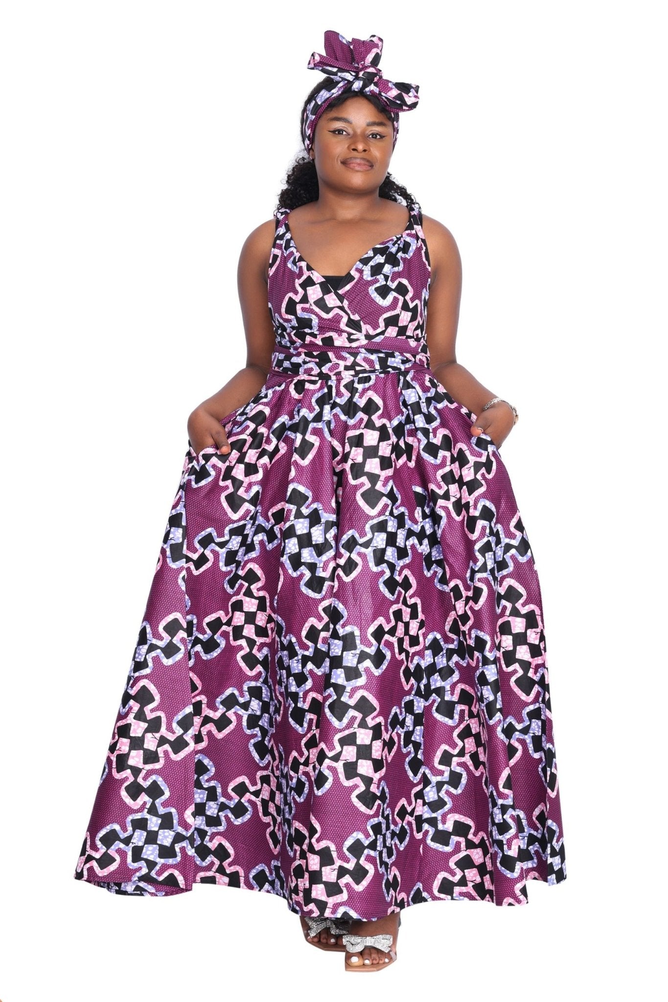 African Print Infinity Wrap Dress 16117 - 254 - Advance Apparels Inc