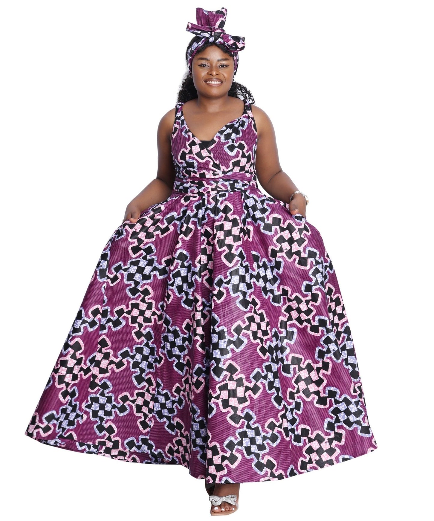 African Print Infinity Wrap Dress 16117 - 254 - Advance Apparels Inc
