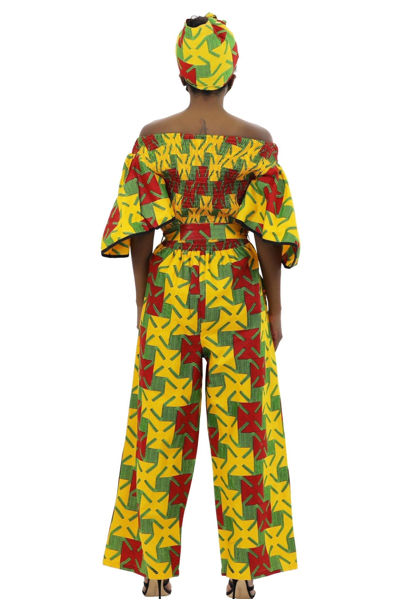 African Print Jumper w/ Off Shoulder Top 2266 - Advance Apparels Inc