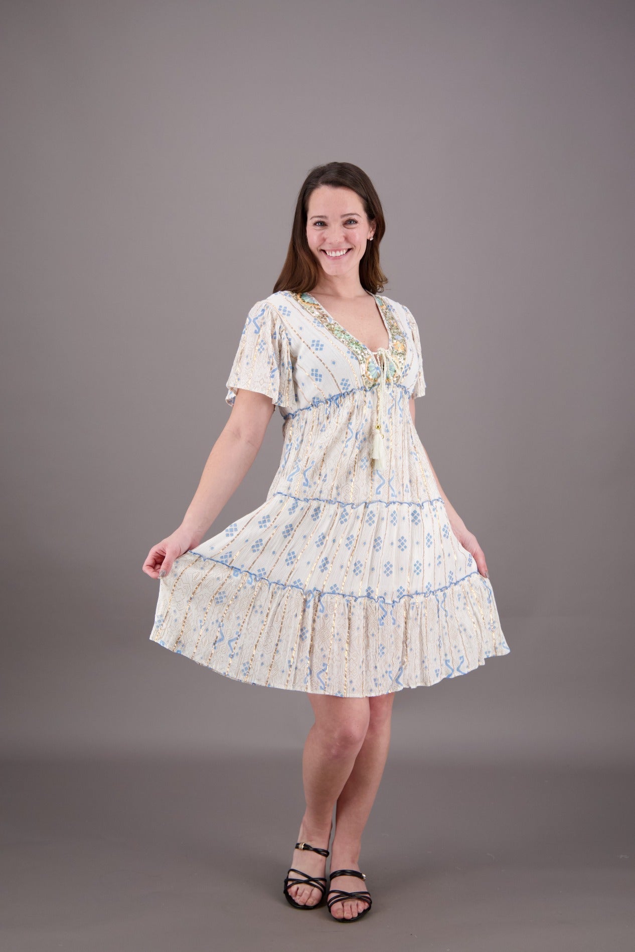 Aria Sequined Middy Dress 23949 - Advance Apparels Inc