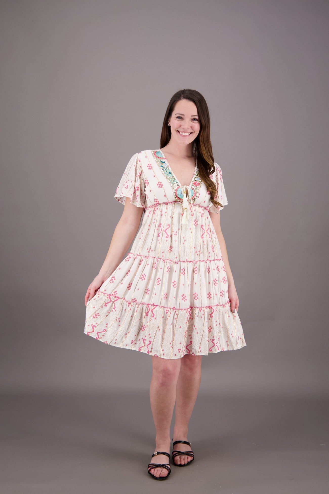 Aria Sequined Middy Dress 23949 - Advance Apparels Inc