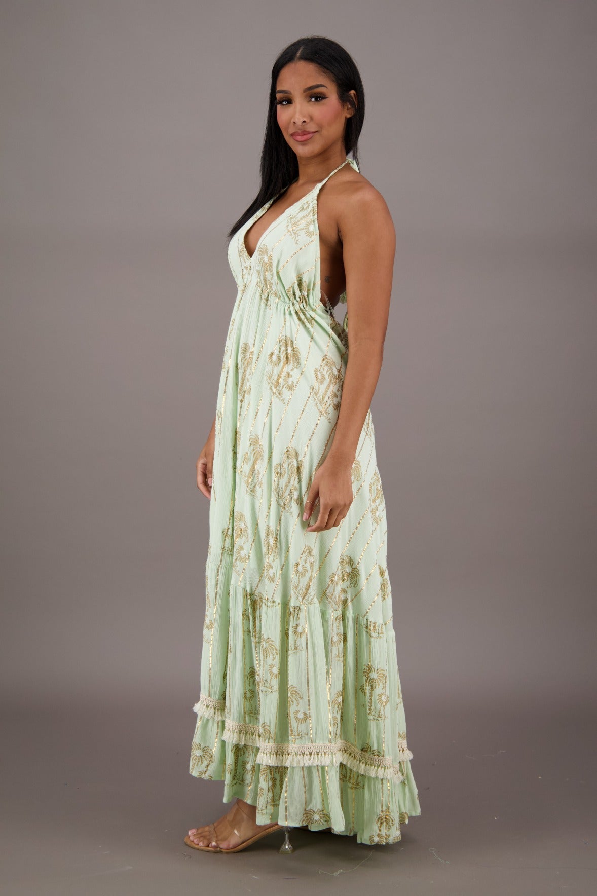 Azure Palm Tree Bohemian Maxi Dress 24910 - Advance Apparels Inc