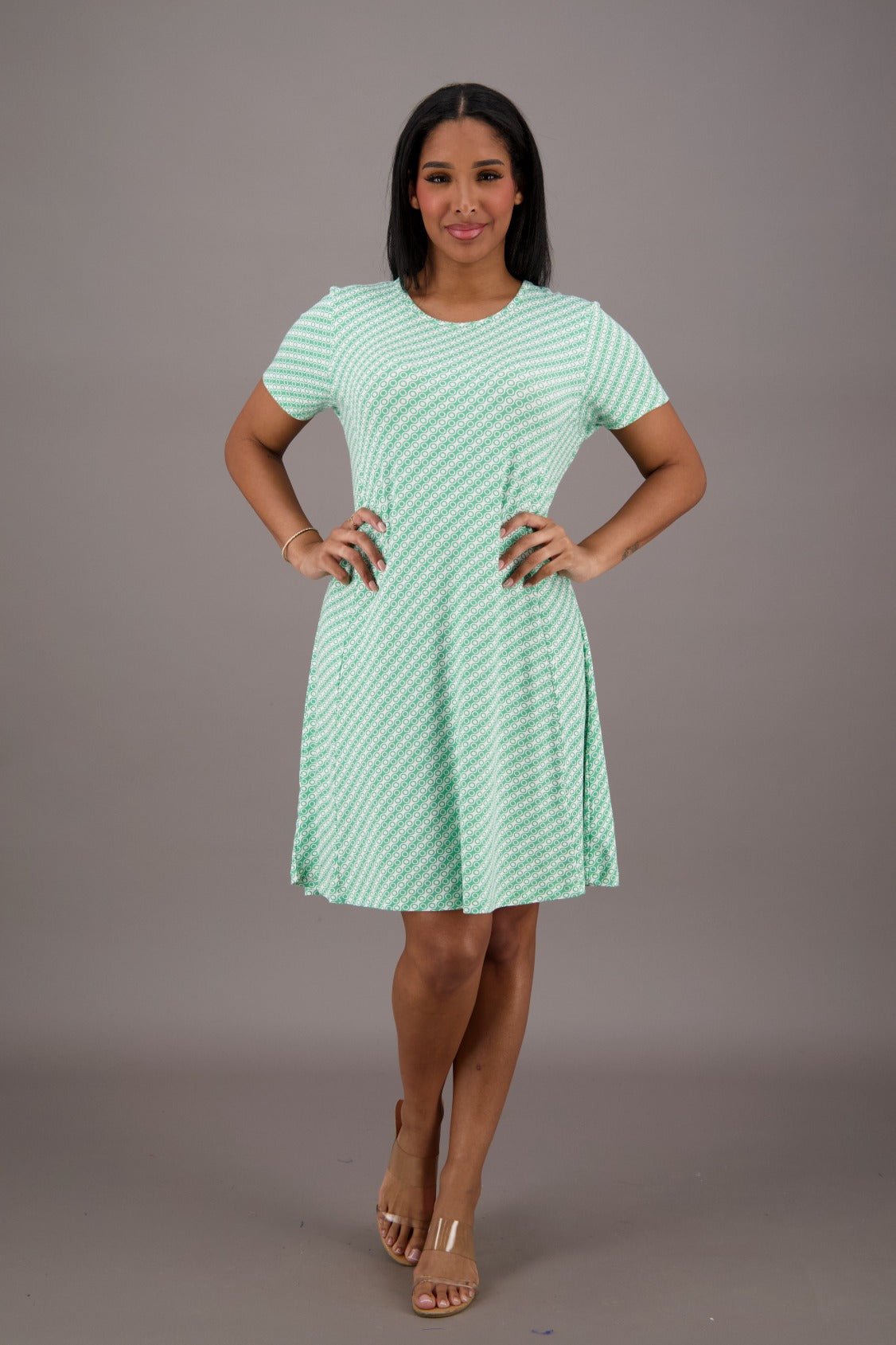 Bamboo Cap Sleeve Printed Dress BAM - 24607 - Advance Apparels Inc