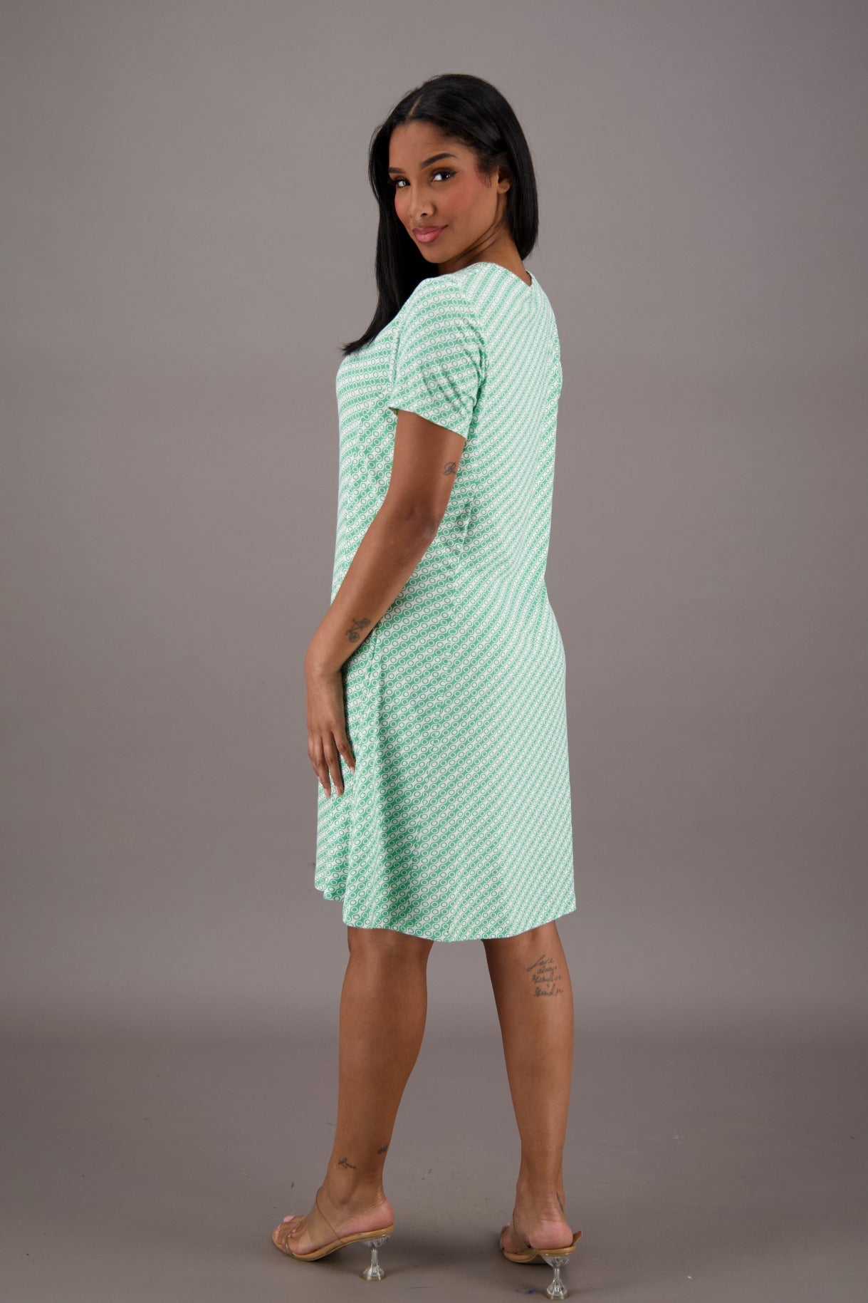 Bamboo Cap Sleeve Printed Dress BAM - 24607 - Advance Apparels Inc