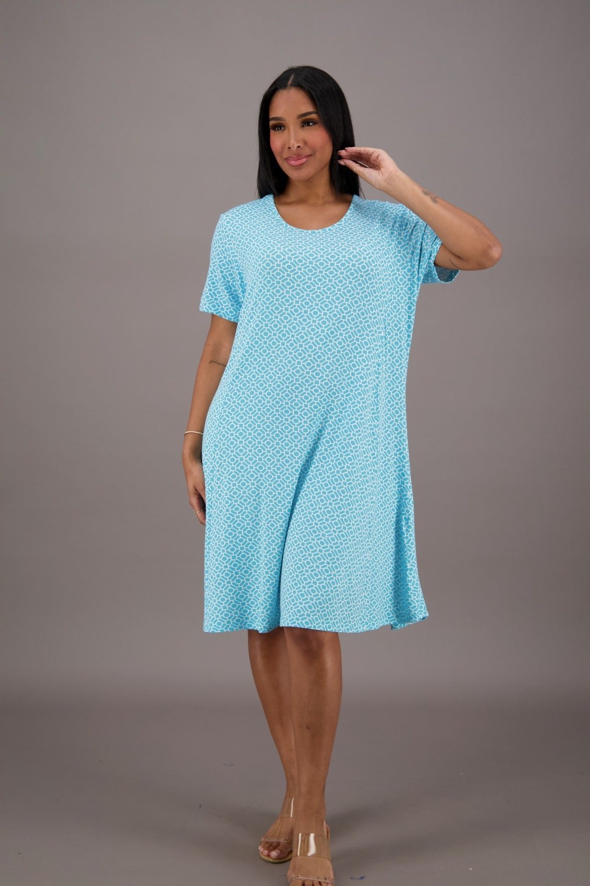 Bamboo Cap Sleeve Printed Dress BAM - 24607 - Advance Apparels Inc