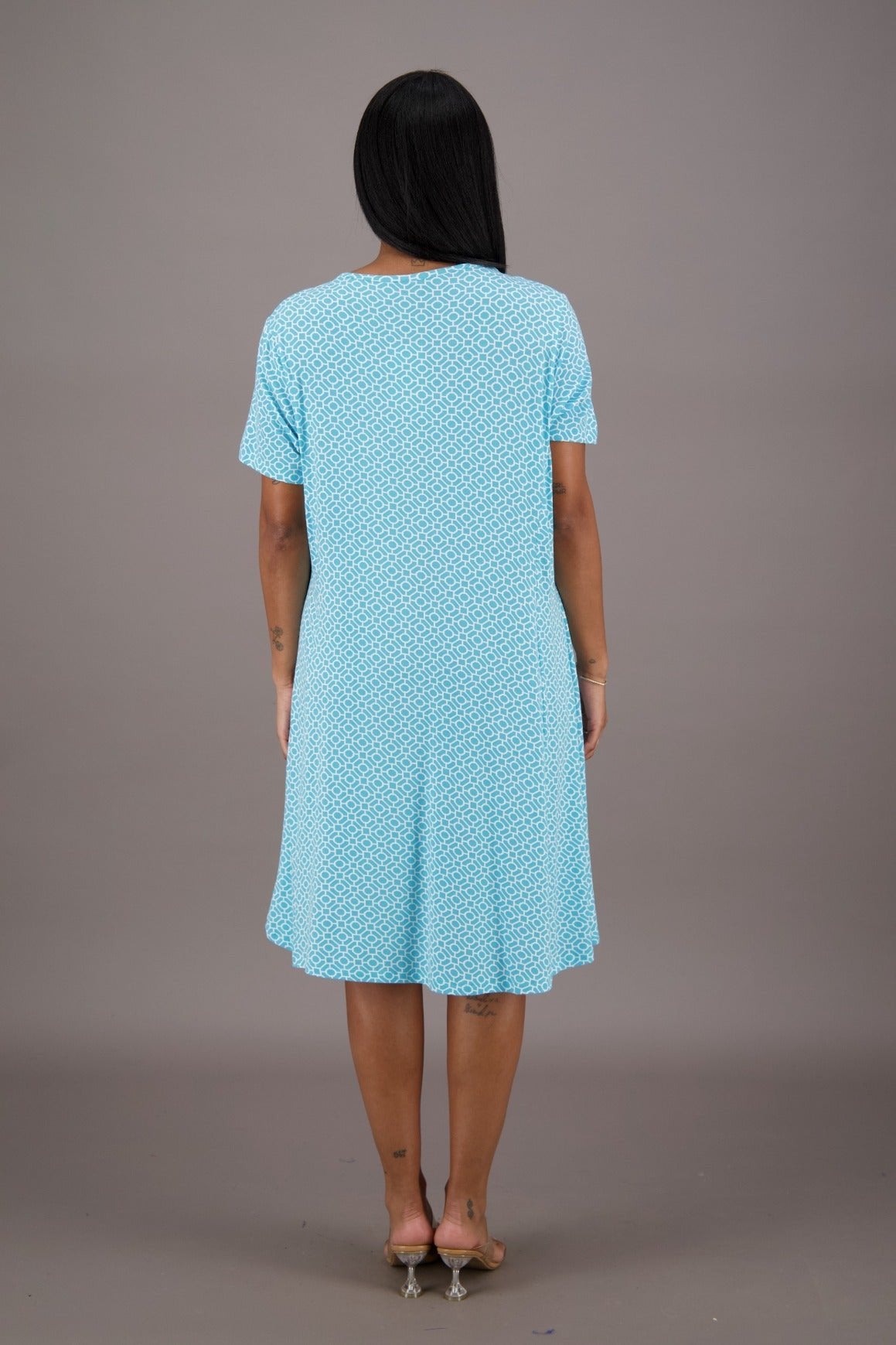Bamboo Cap Sleeve Printed Dress BAM - 24607 - Advance Apparels Inc