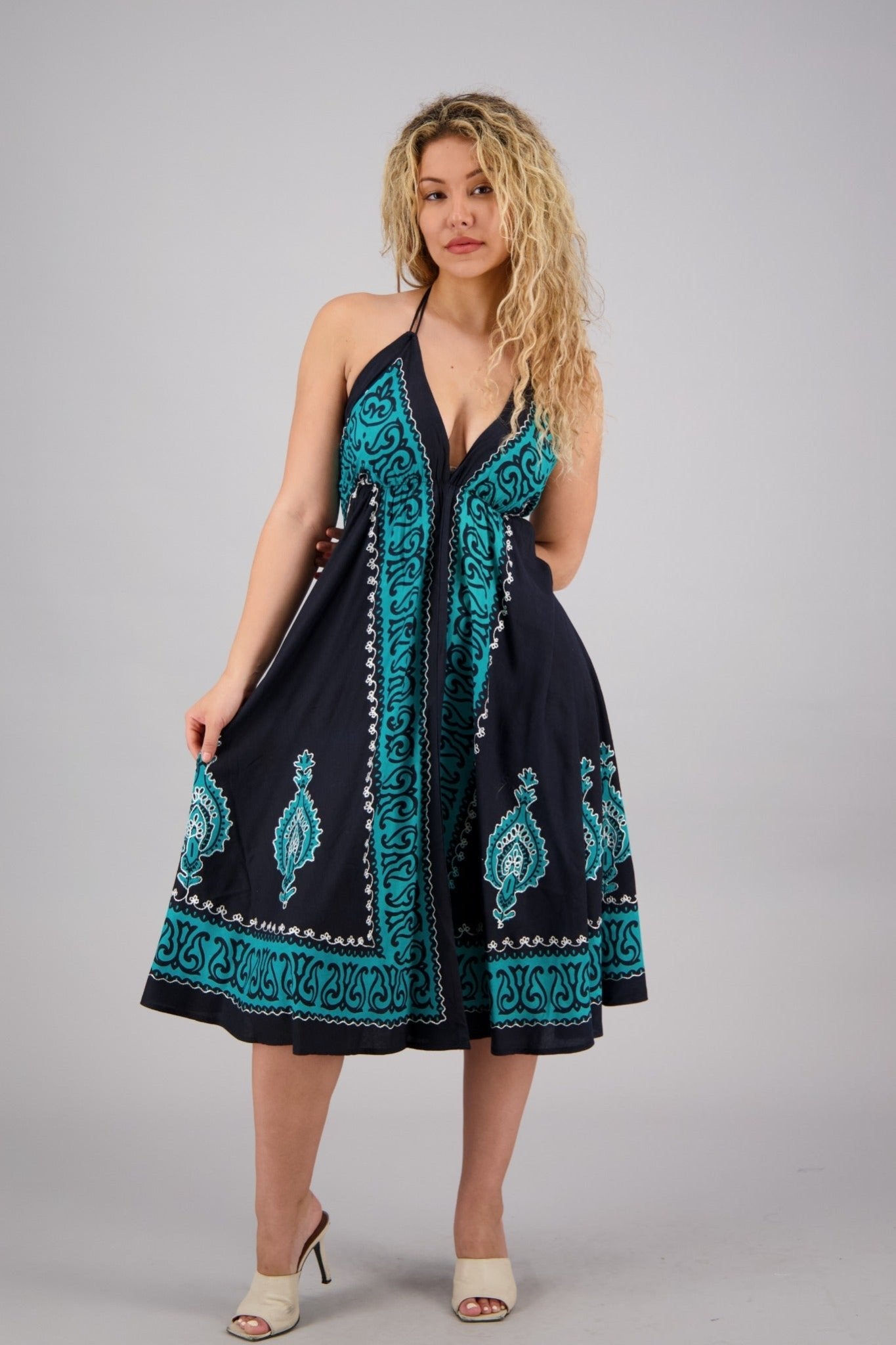 Batik Block Print Halter Dress 1966 - Advance Apparels Inc