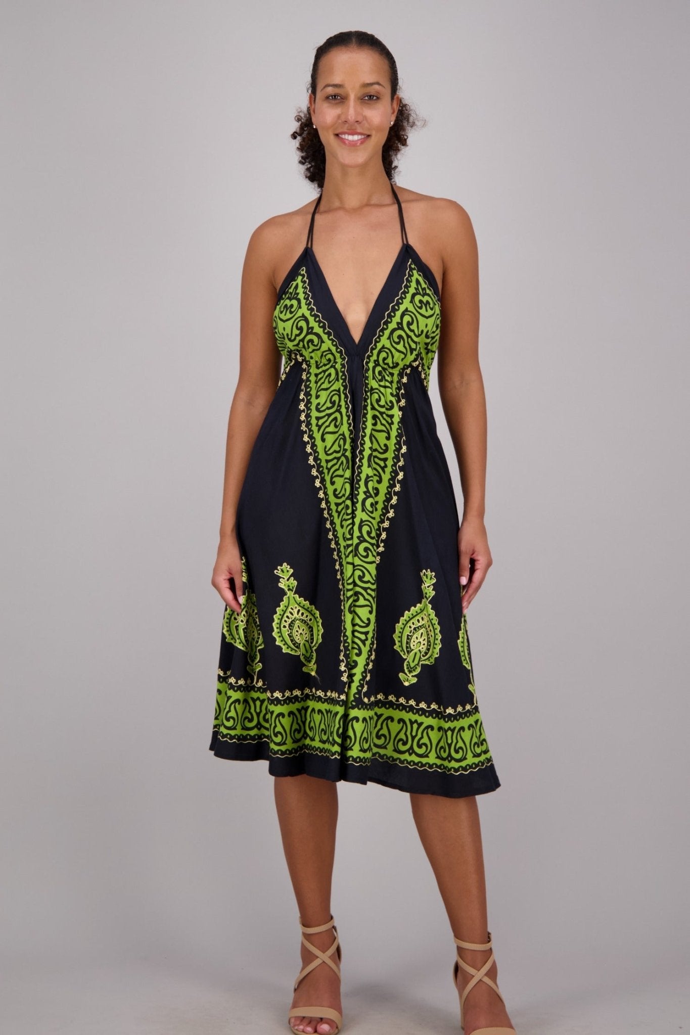 Batik Block Print Halter Dress 1966 - Advance Apparels Inc