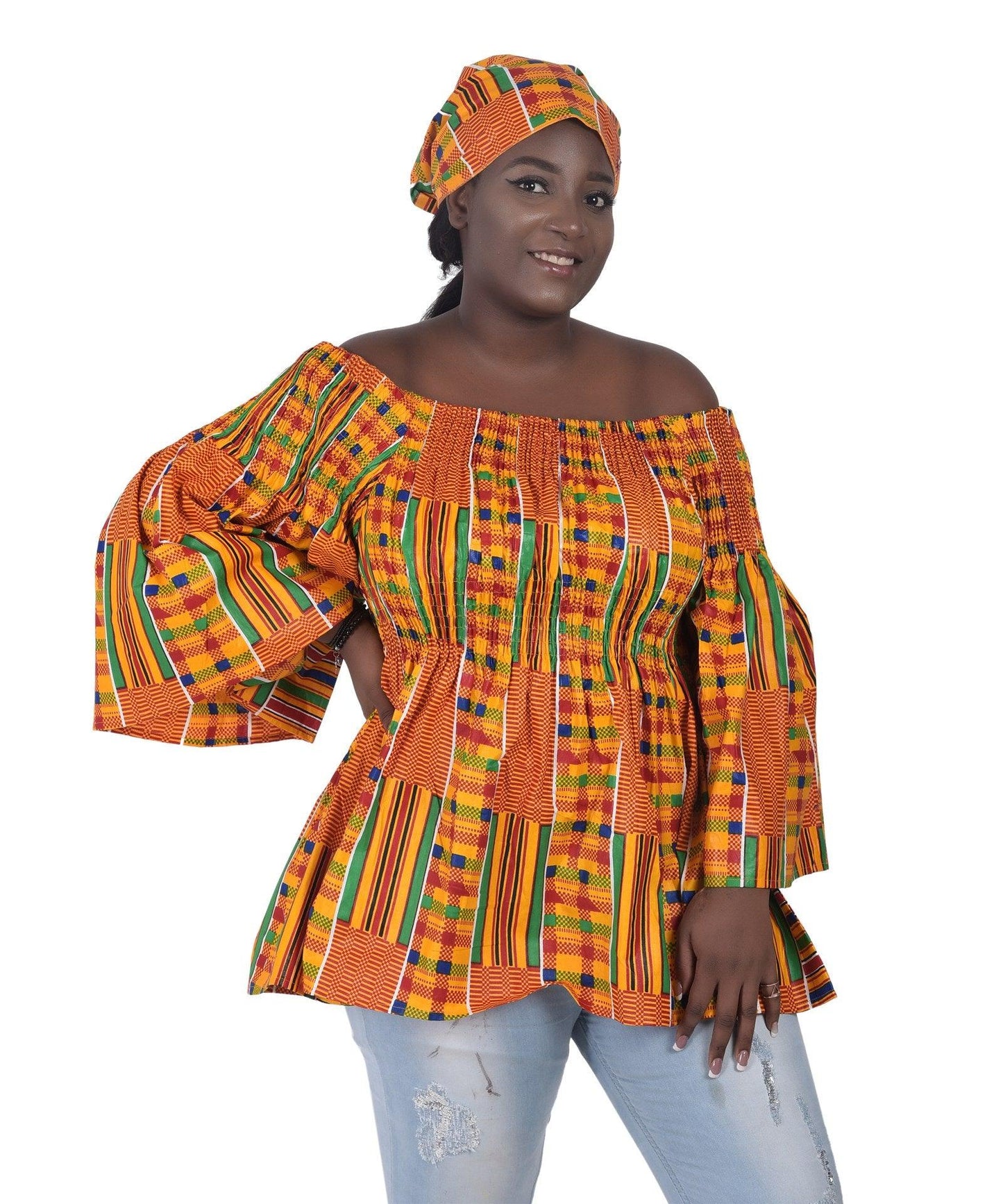 Bell Sleeve African Print Blouse 2291 - Advance Apparels Inc