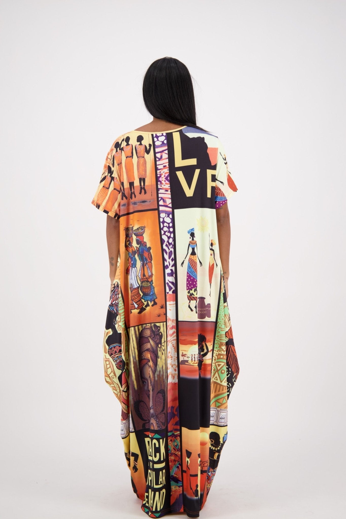 "Black by Popular Demand" Print Kaftan CH8862 - Advance Apparels Inc