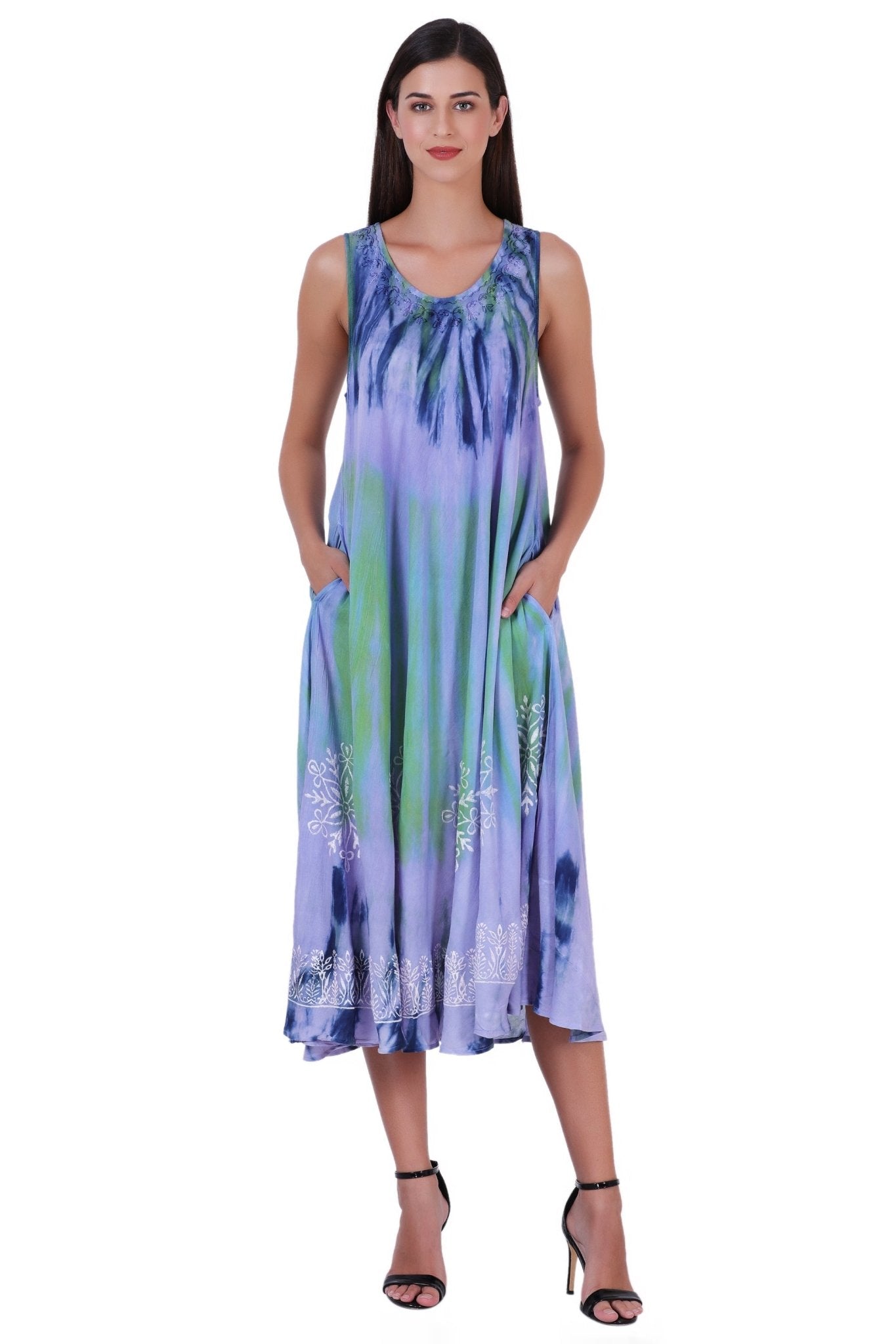 Block Print Tie Dye Maxi Dress 482104 - Advance Apparels Inc