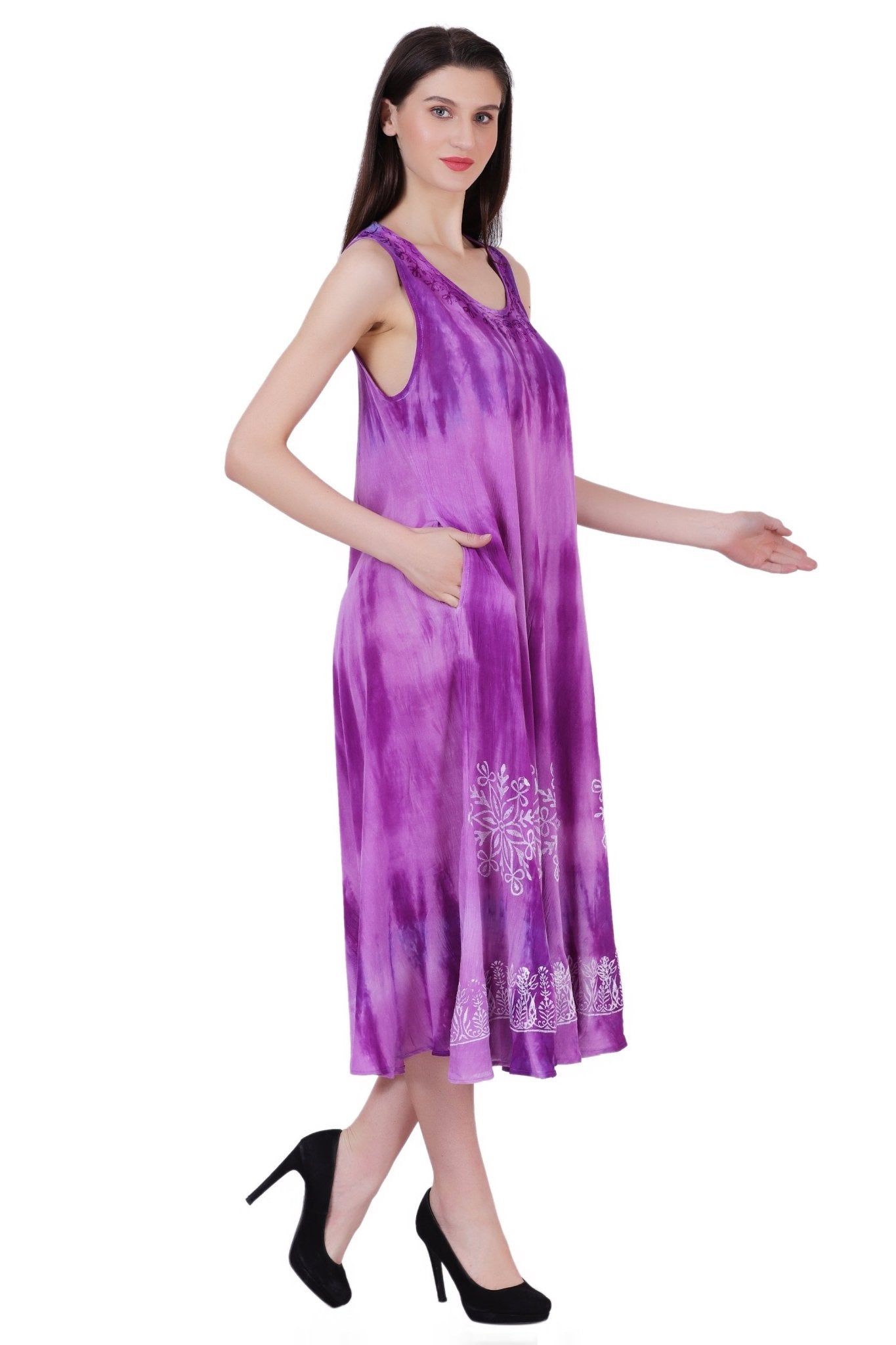 Block Print Tie Dye Maxi Dress 482104 - Advance Apparels Inc