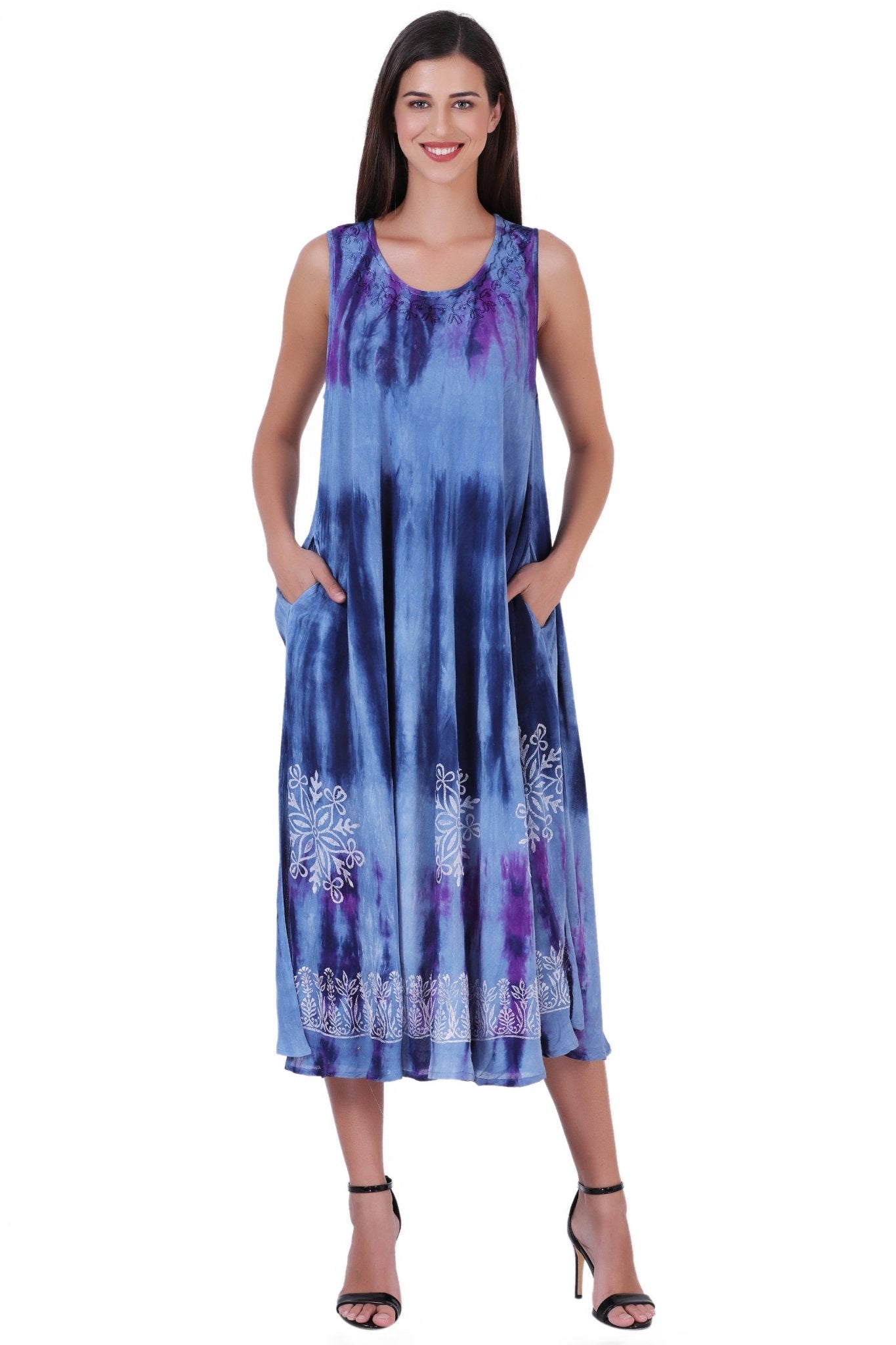 Block Print Tie Dye Maxi Dress 482104 - Advance Apparels Inc