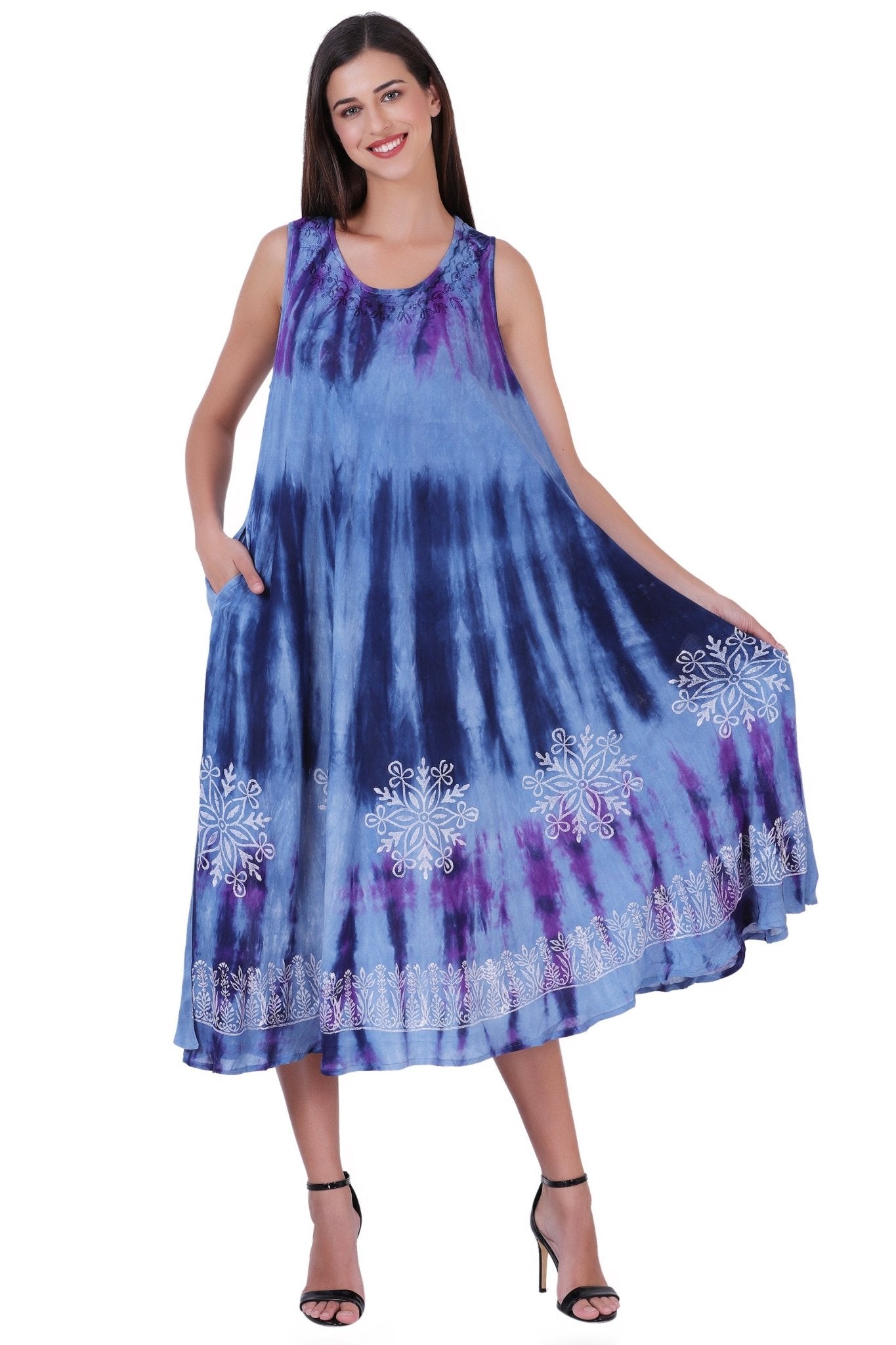 Block Print Tie Dye Maxi Dress 482104 - Advance Apparels Inc