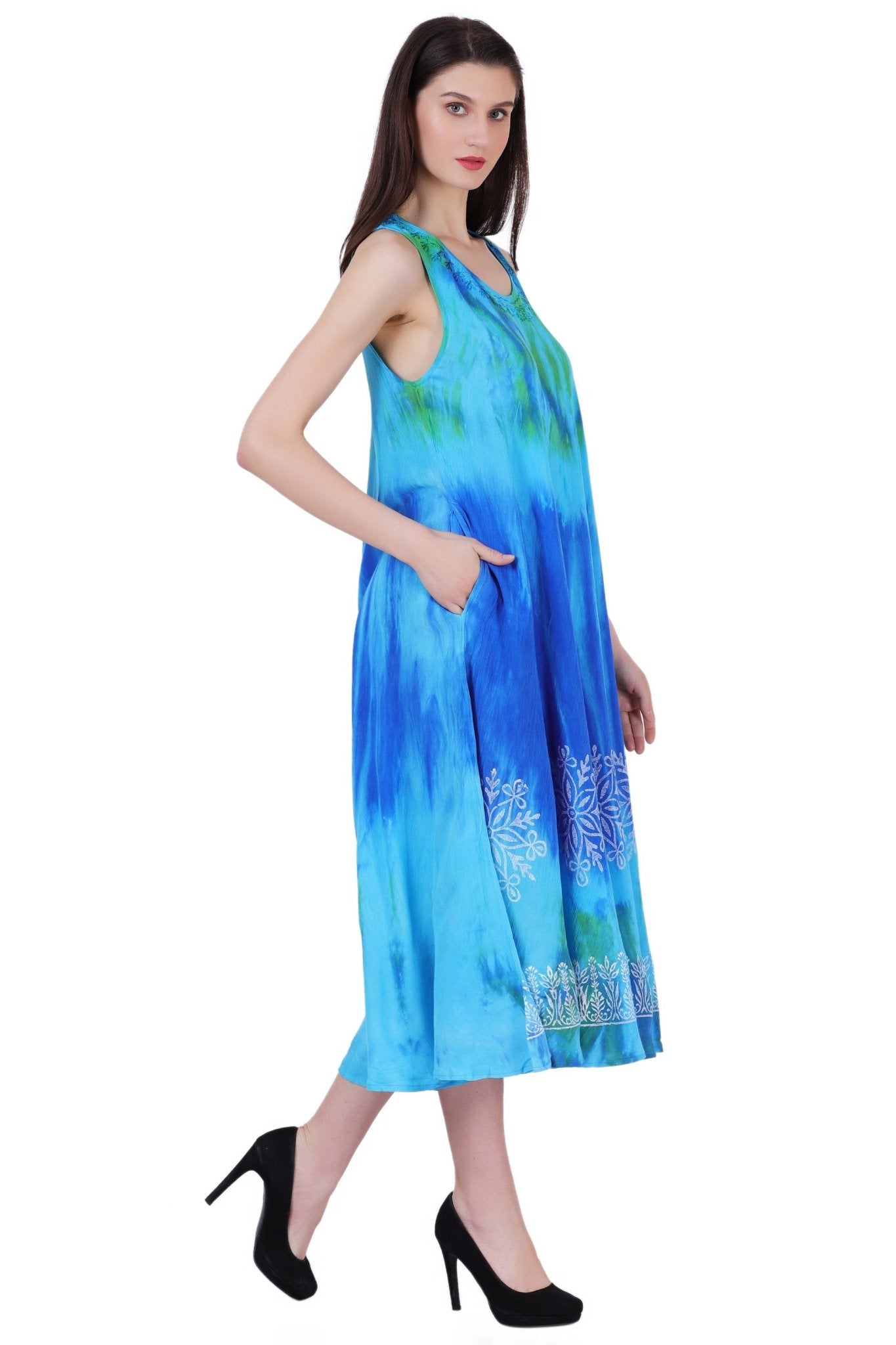 Block Print Tie Dye Maxi Dress 482104 - Advance Apparels Inc