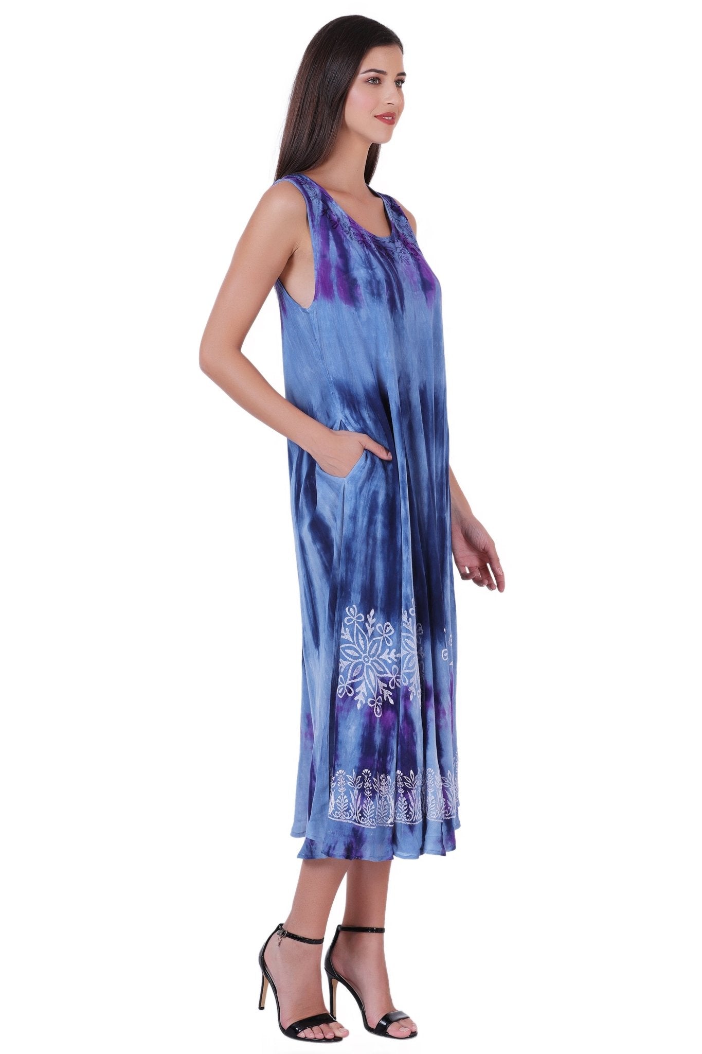 Block Print Tie Dye Maxi Dress 482104 - Advance Apparels Inc
