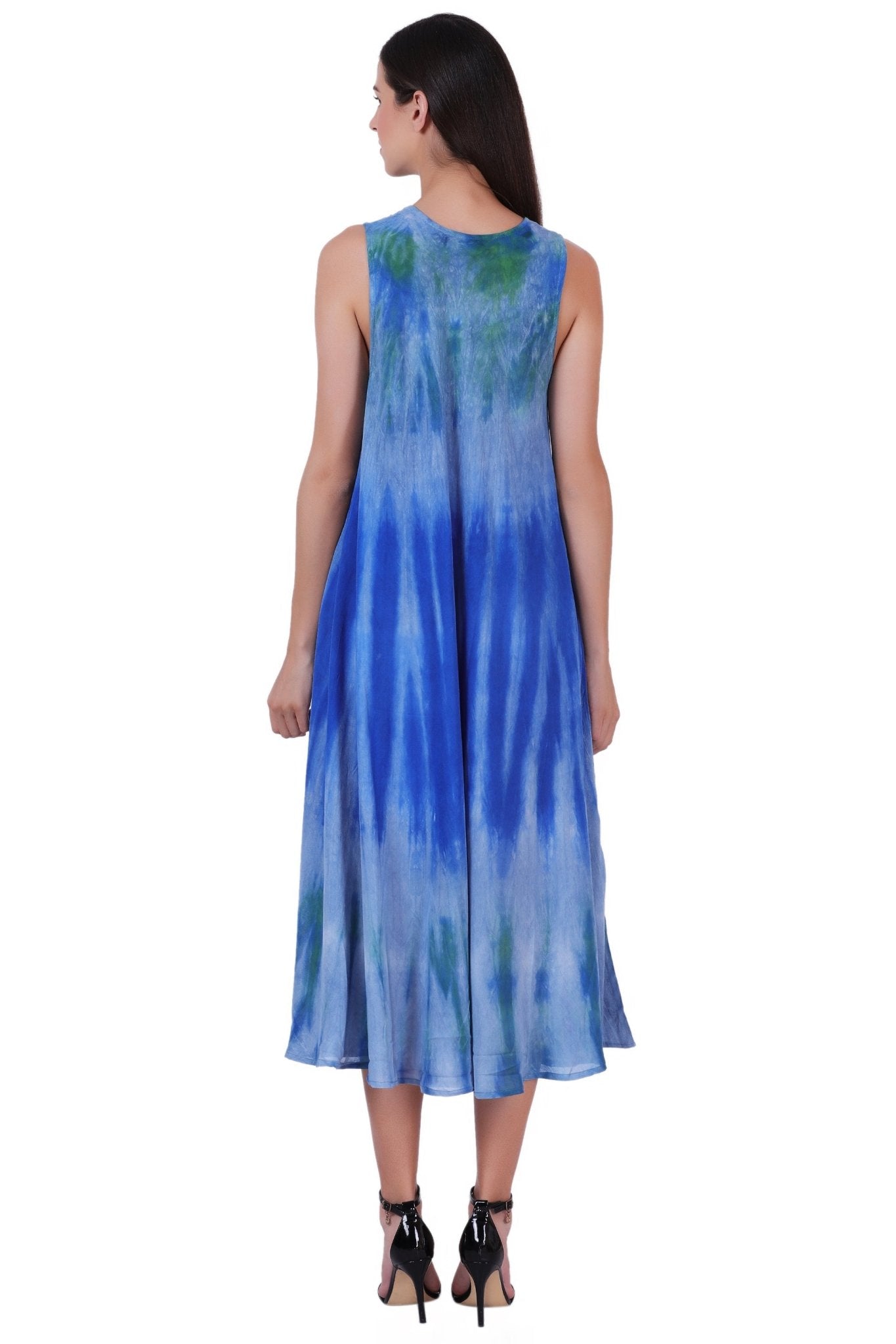 Block Print Tie Dye Maxi Dress 482104 - Advance Apparels Inc