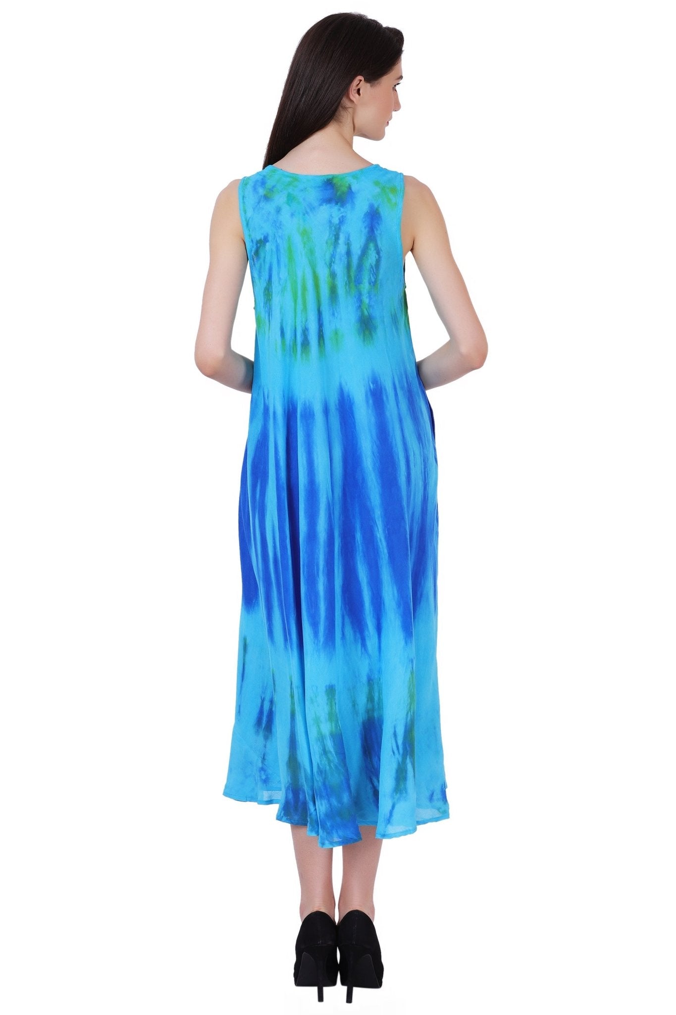 Block Print Tie Dye Maxi Dress 482104 - Advance Apparels Inc