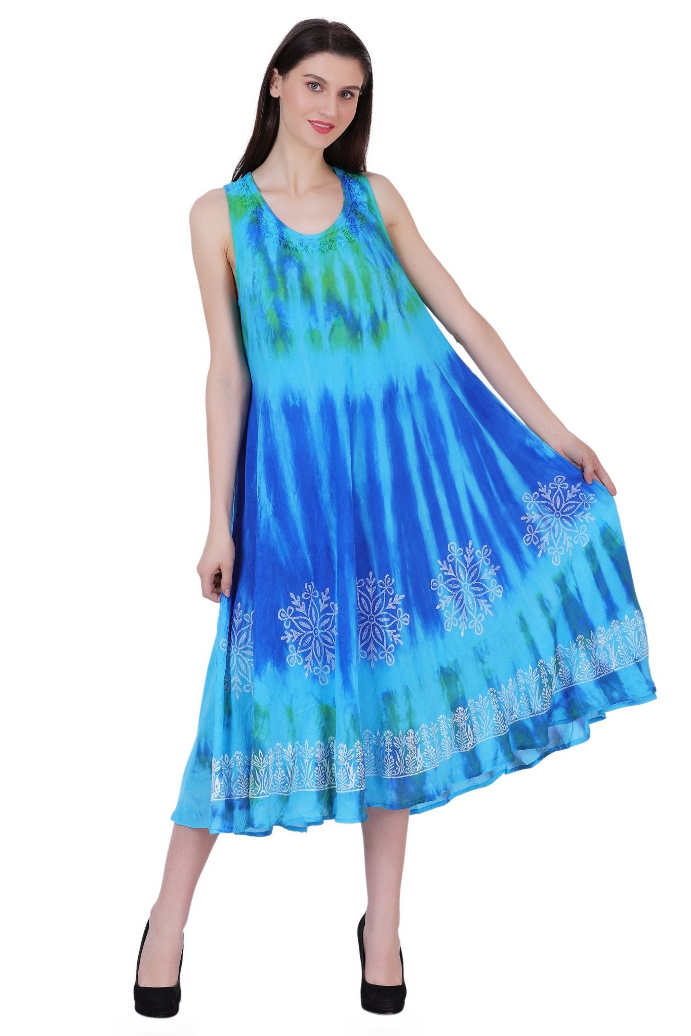 Block Print Tie Dye Maxi Dress 482104 - Advance Apparels Inc