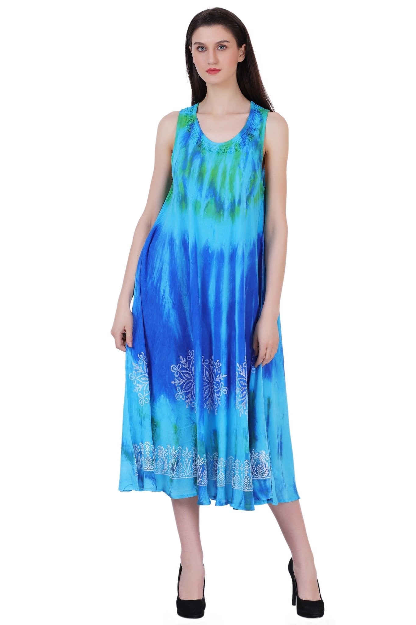Block Print Tie Dye Maxi Dress 482104 - Advance Apparels Inc