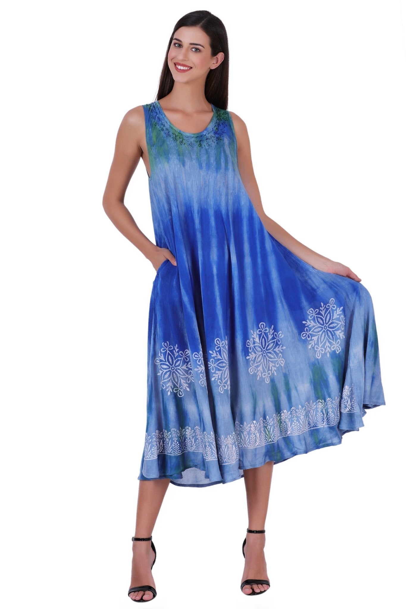 Block Print Tie Dye Maxi Dress 482104 - Advance Apparels Inc