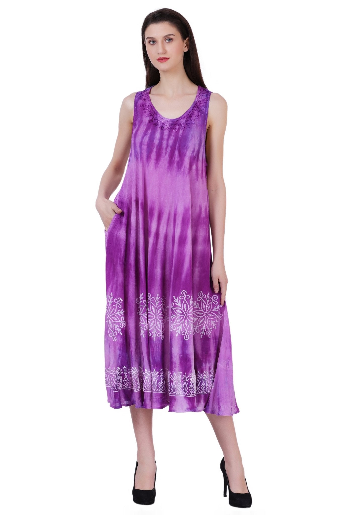 Block Print Tie Dye Maxi Dress 482104 - Advance Apparels Inc