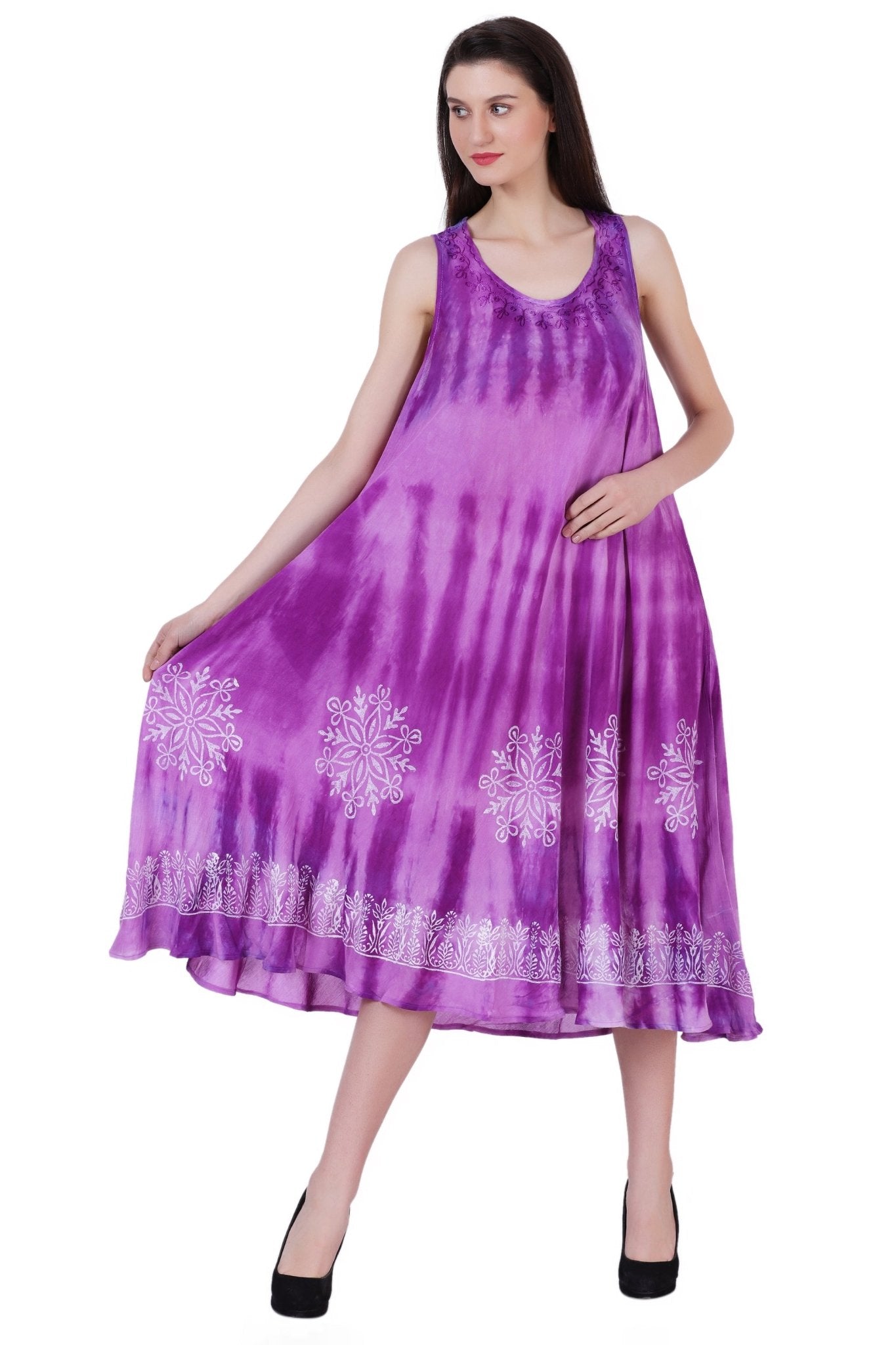 Block Print Tie Dye Maxi Dress 482104 - Advance Apparels Inc