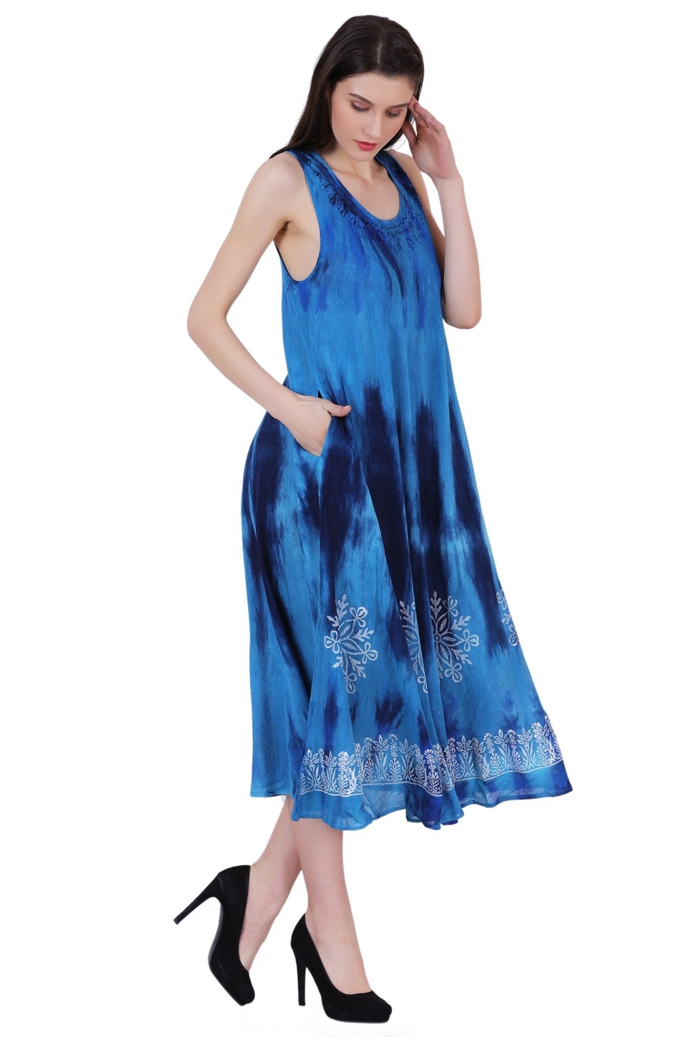 Block Print Tie Dye Maxi Dress 482104 - Advance Apparels Inc