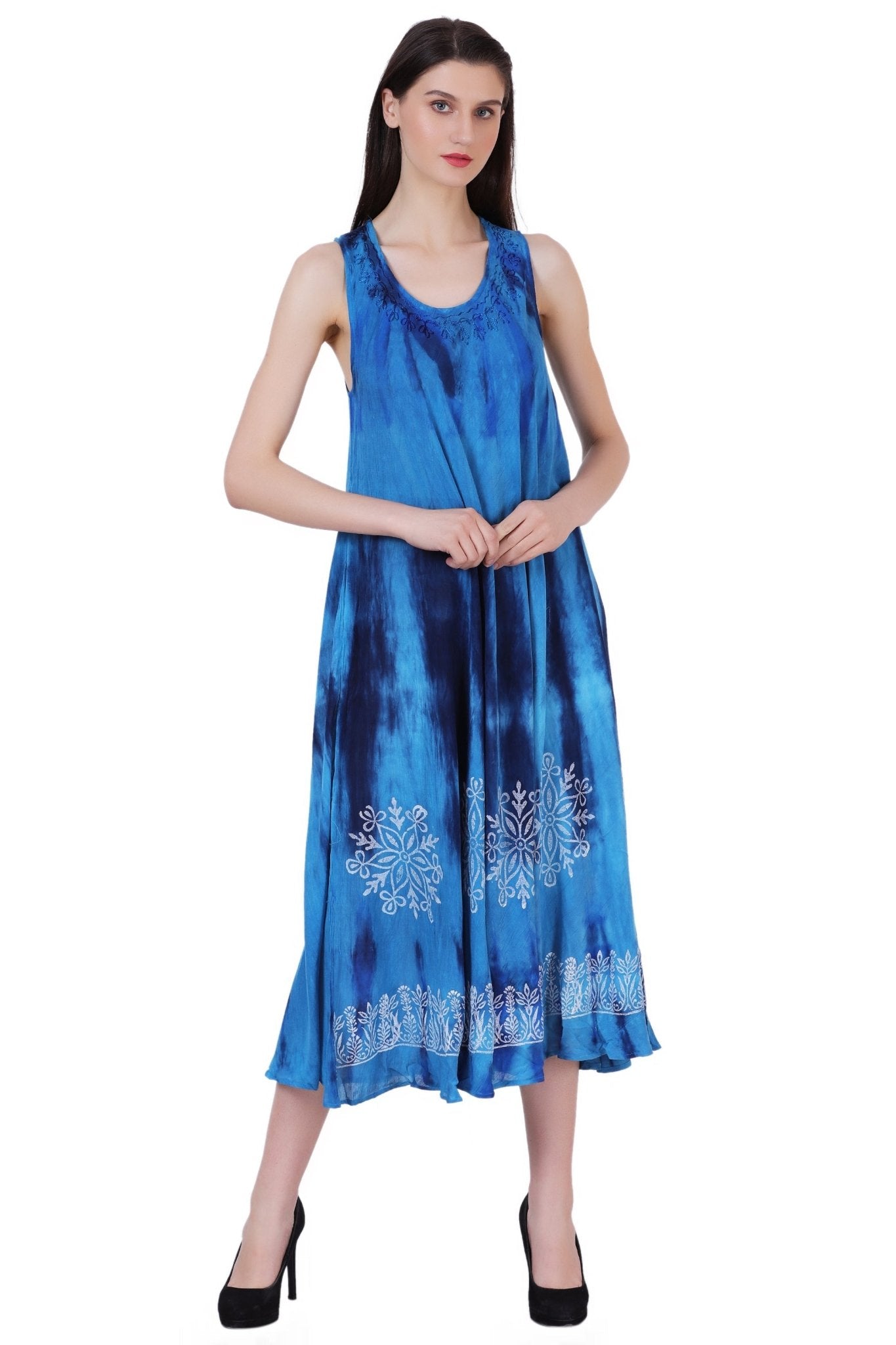 Block Print Tie Dye Maxi Dress 482104 - Advance Apparels Inc