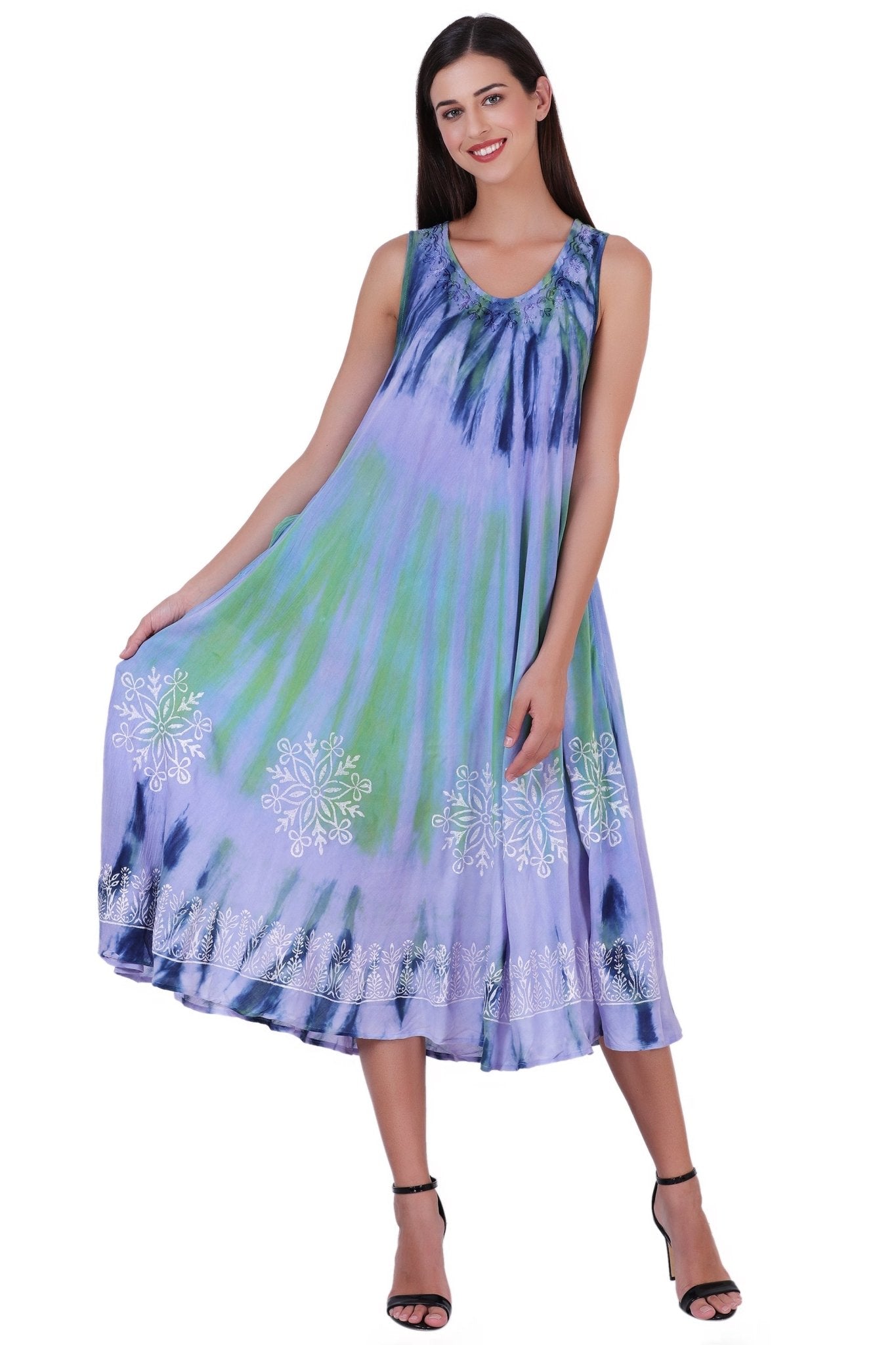 Block Print Tie Dye Maxi Dress 482104 - Advance Apparels Inc