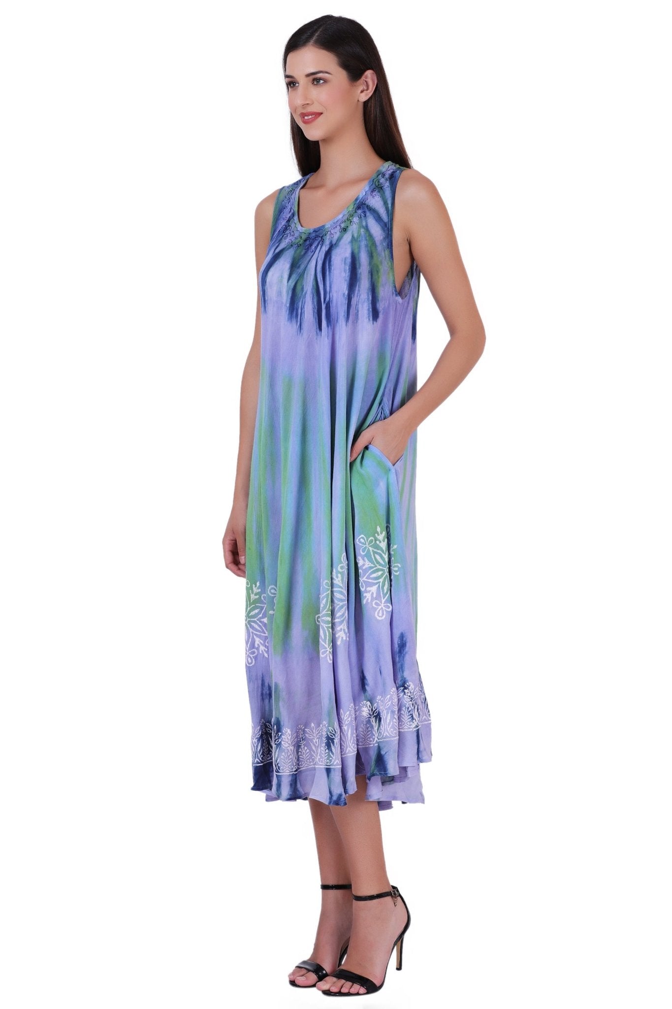 Block Print Tie Dye Maxi Dress 482104 - Advance Apparels Inc
