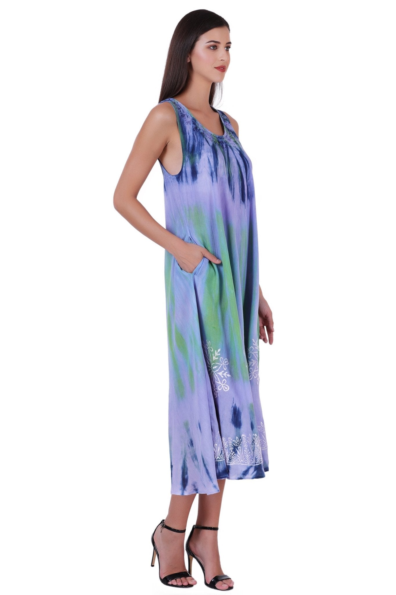 Block Print Tie Dye Maxi Dress 482104 - Advance Apparels Inc