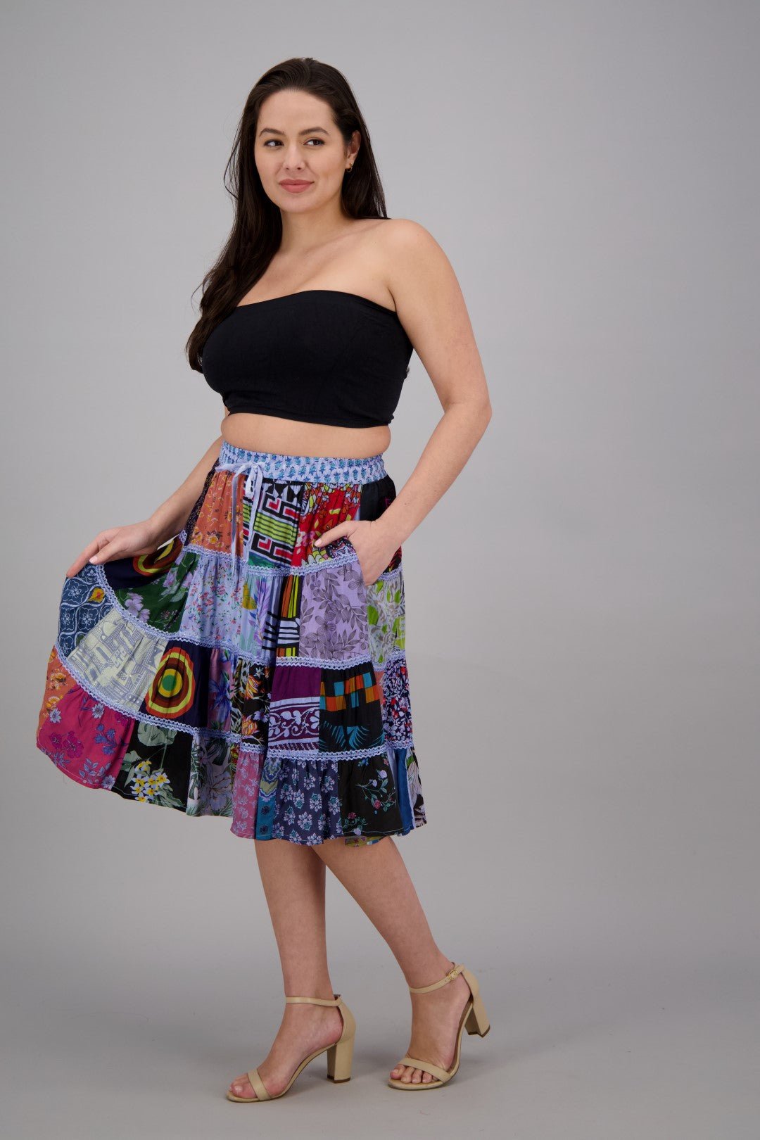 Bohemian Patchwork Skirt PAT - 3271 - Advance Apparels Inc