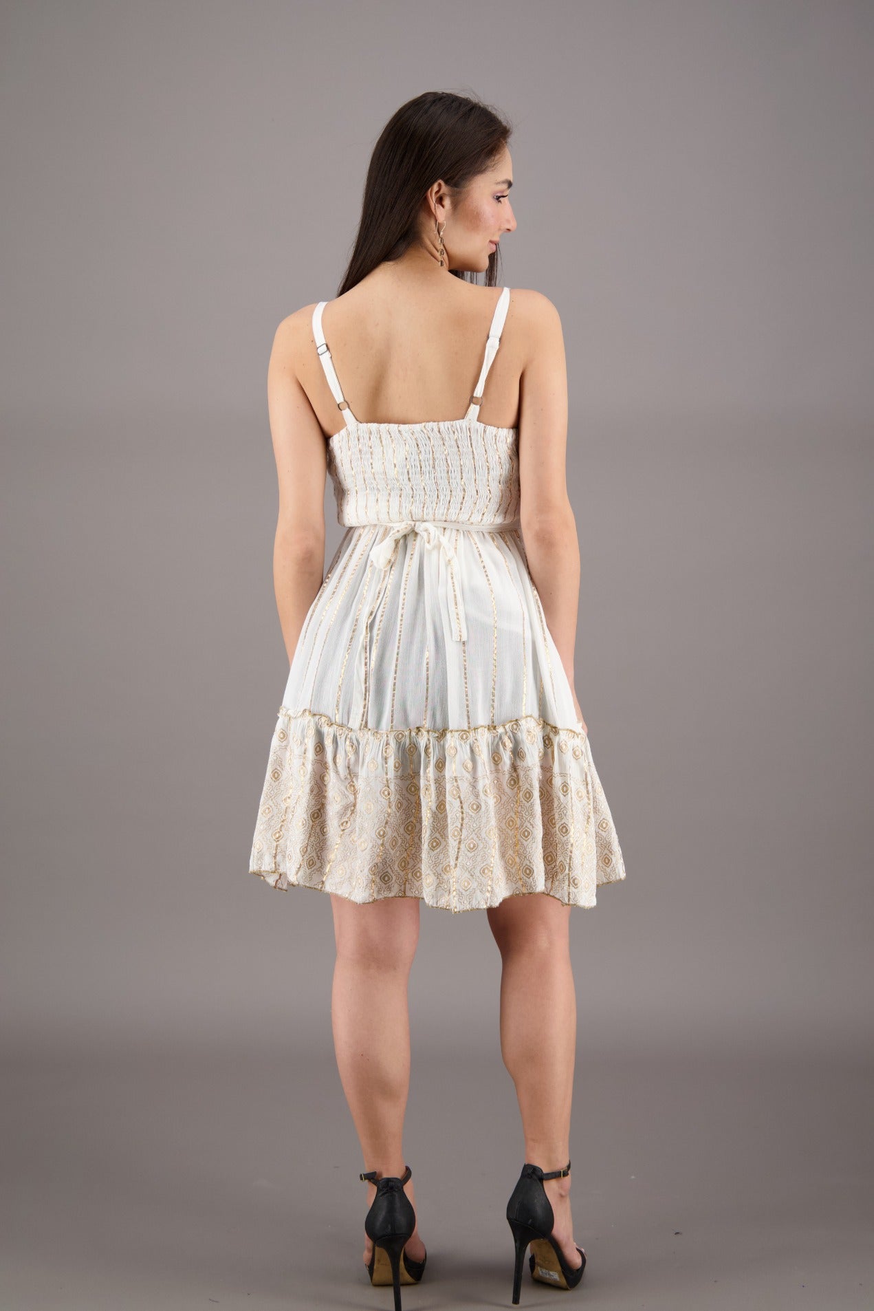 Border Print Middy Lurex Dress 23952 - Advance Apparels Inc