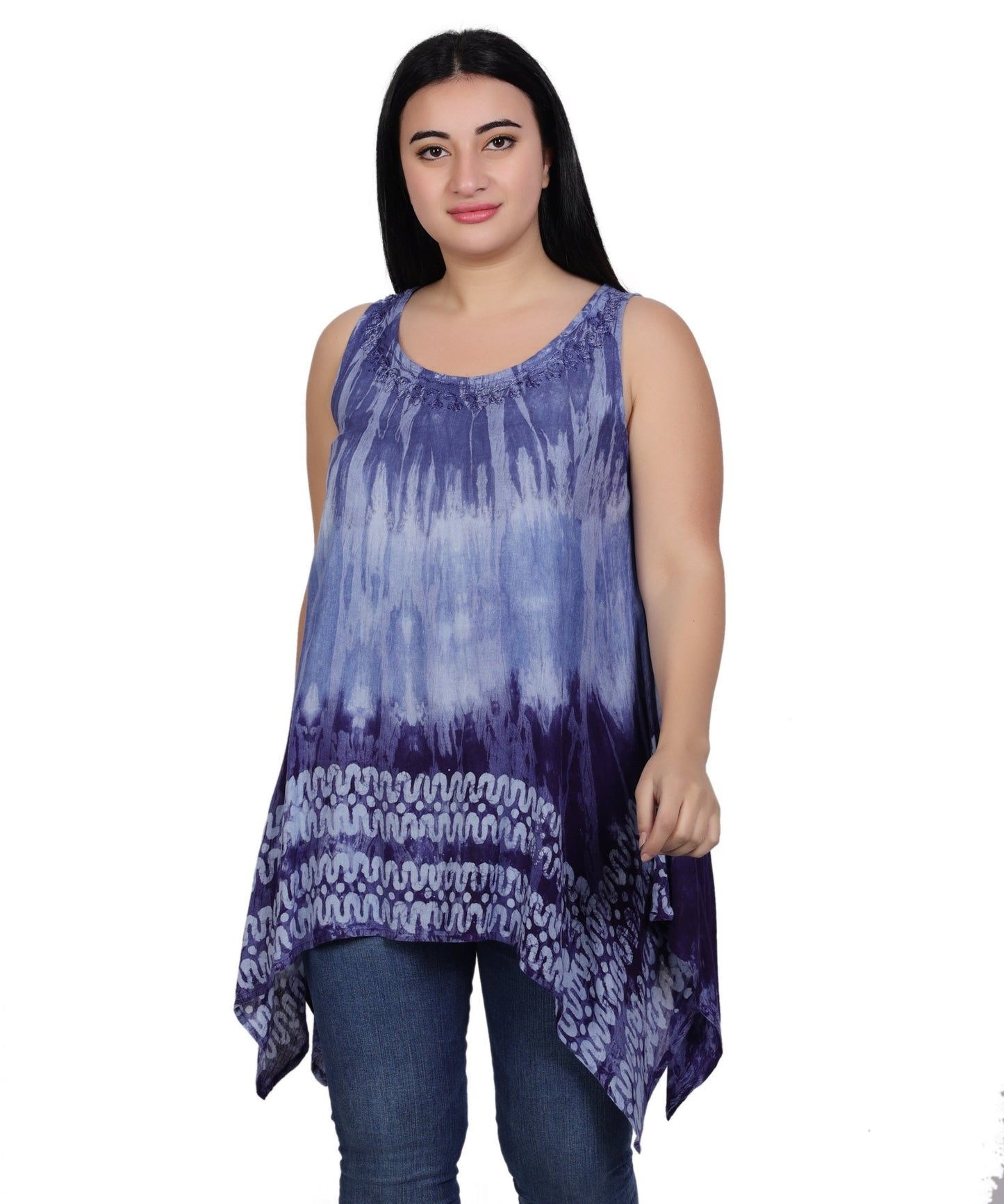 Border Print Tie Dye Tank Top T-3204 - Advance Apparels Inc
