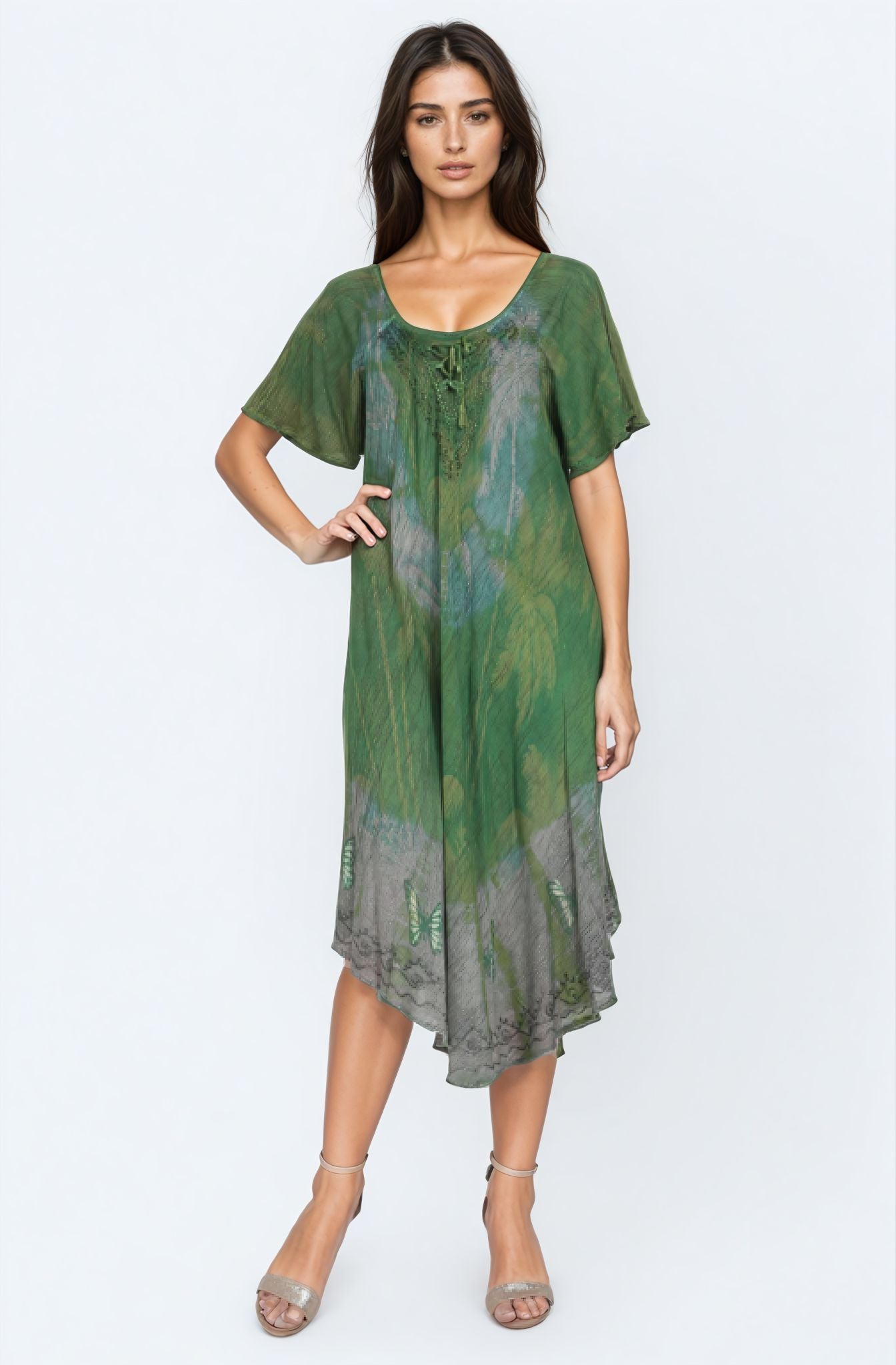 Butterfly Block Print Double Dye Umbrella Dress UDS48 - 2406 - Advance Apparels Inc