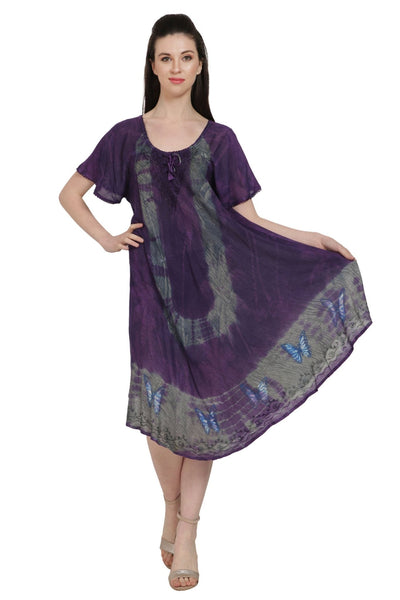 Butterfly Block Print Double Dye Umbrella Dress UDS48-2406 - Advance Apparels Inc