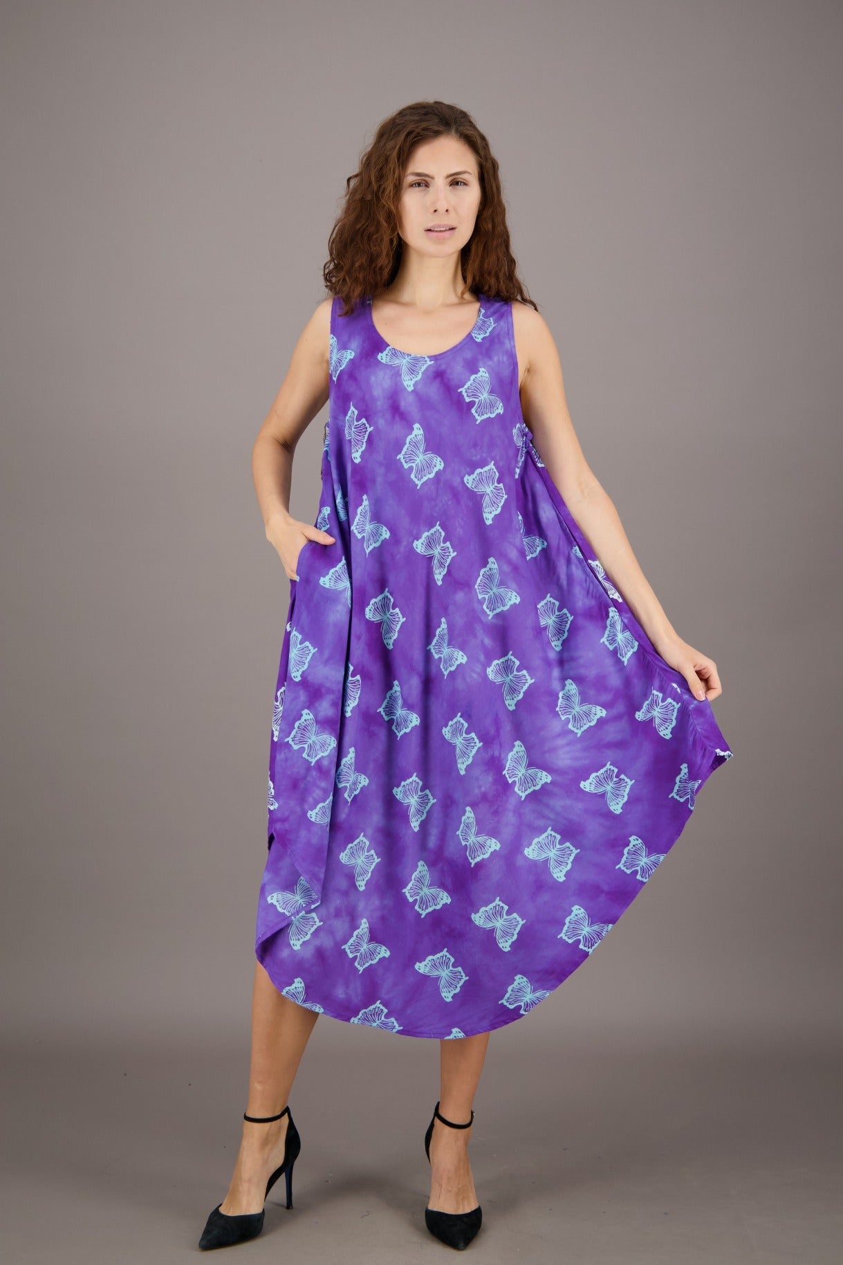 Butterfly Print Tie Dye Resort Dress 17143 - Advance Apparels Inc