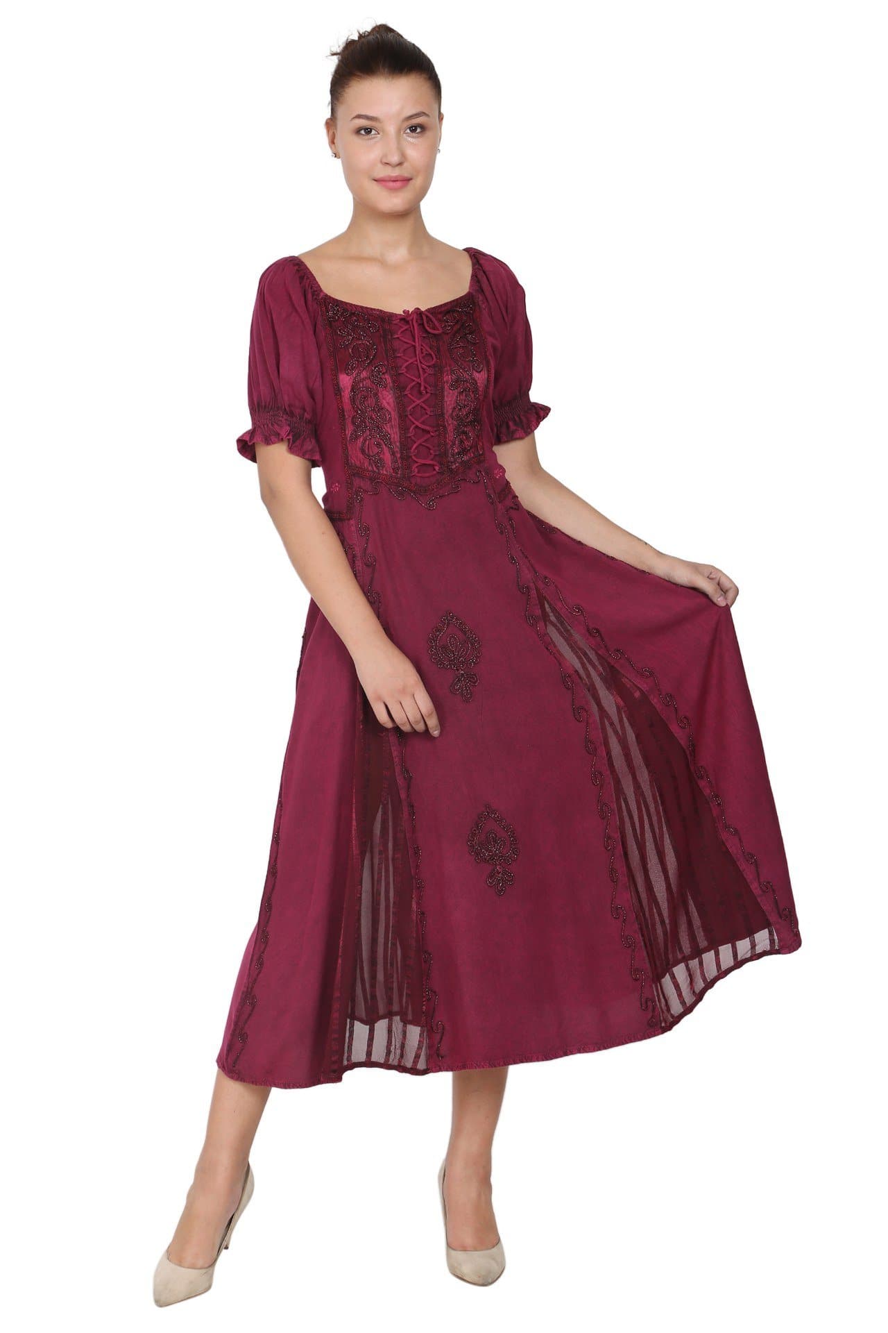 Celtic Inspired Cap Sleeve Acid Wash Dress 2100 Black / 1X/2X Celtic Inspired Cap Sleeve Acid Wash Dress 2100 Black / 1X/2X