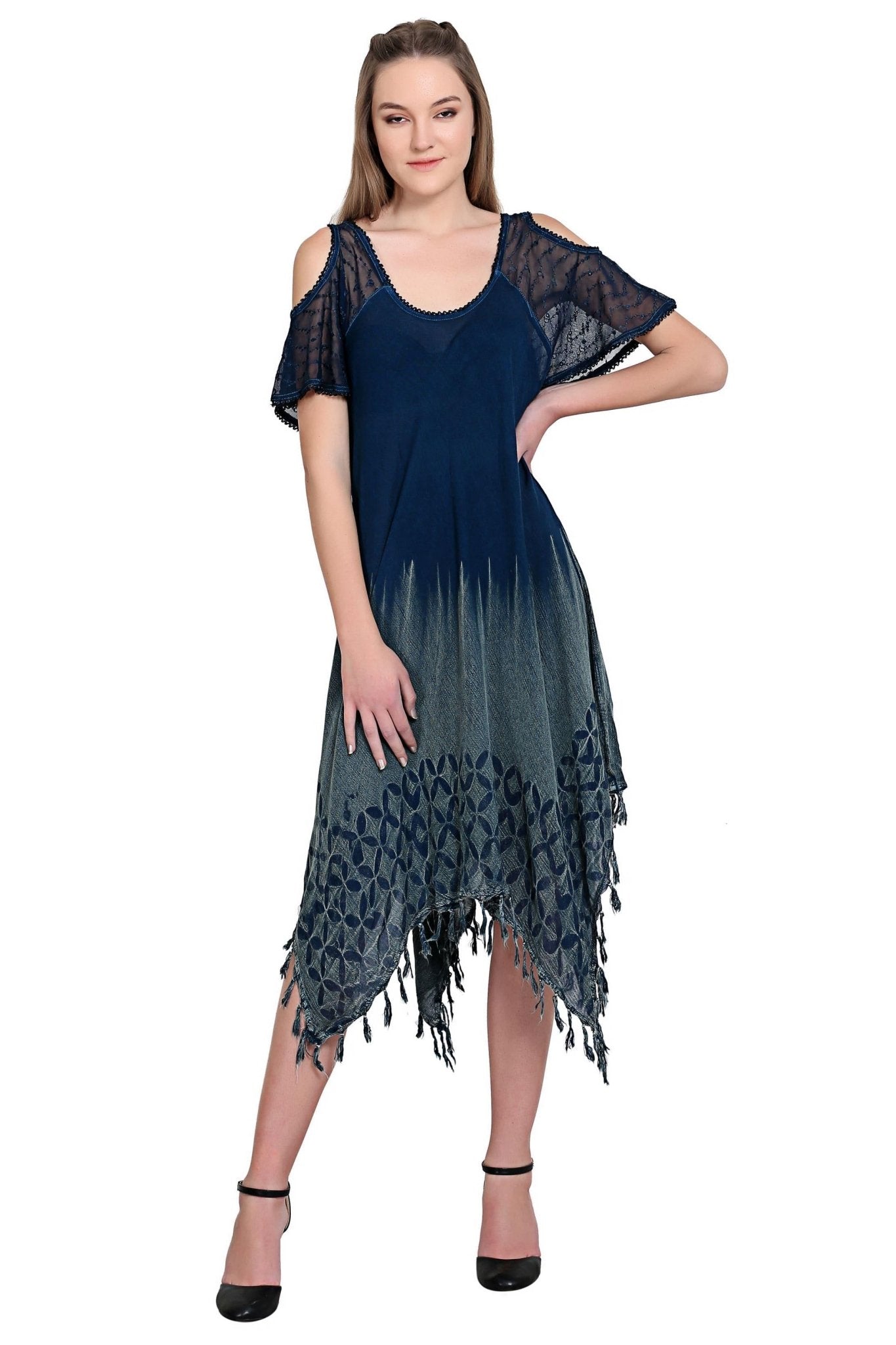 Cold Shoulder Fairytale Bottom Tie-Dye Dress 19288 - Advance Apparels Inc