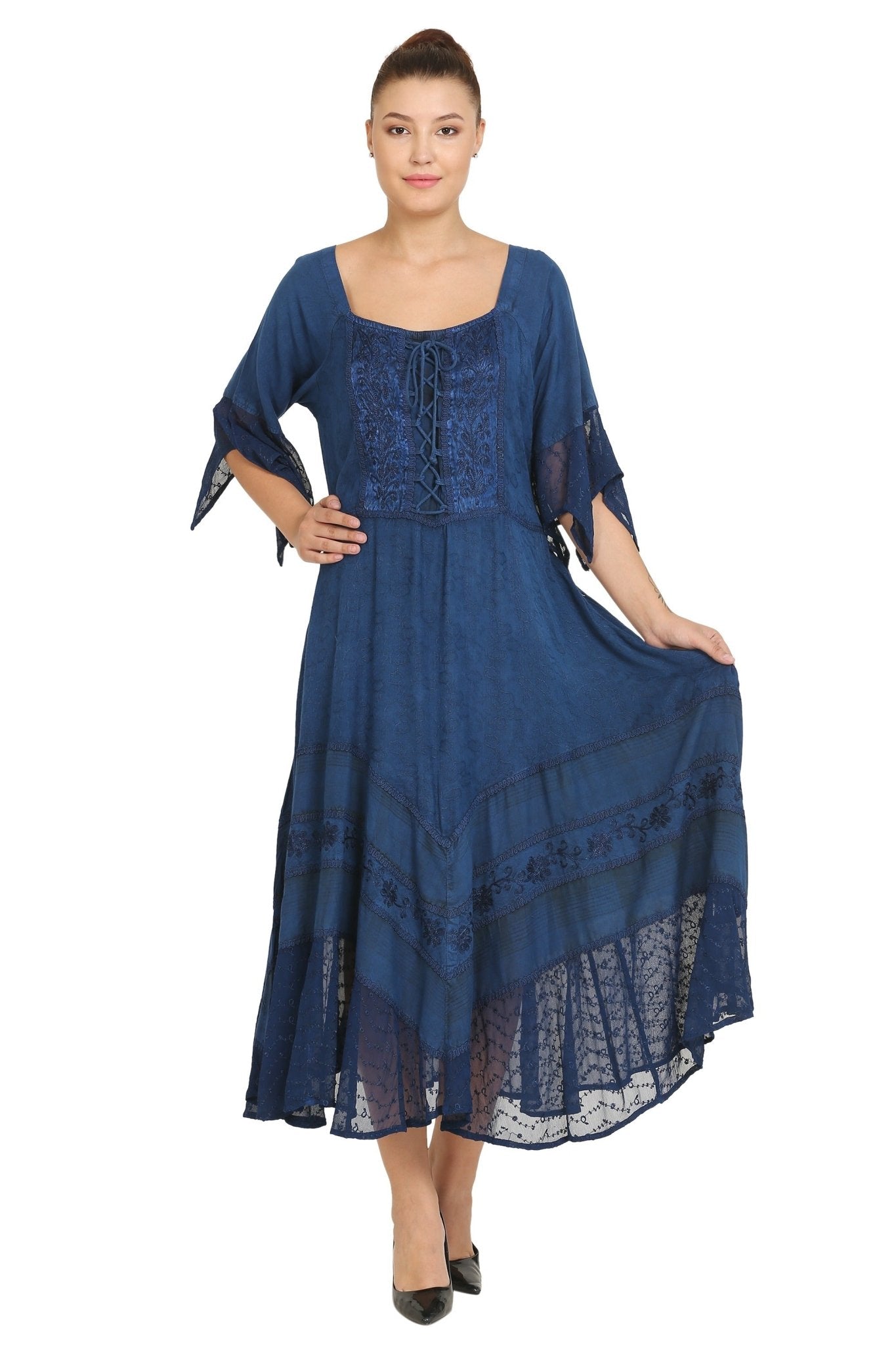 Corset Acid Wash Maxi Dress 15224 Fuschia / 1X/2X