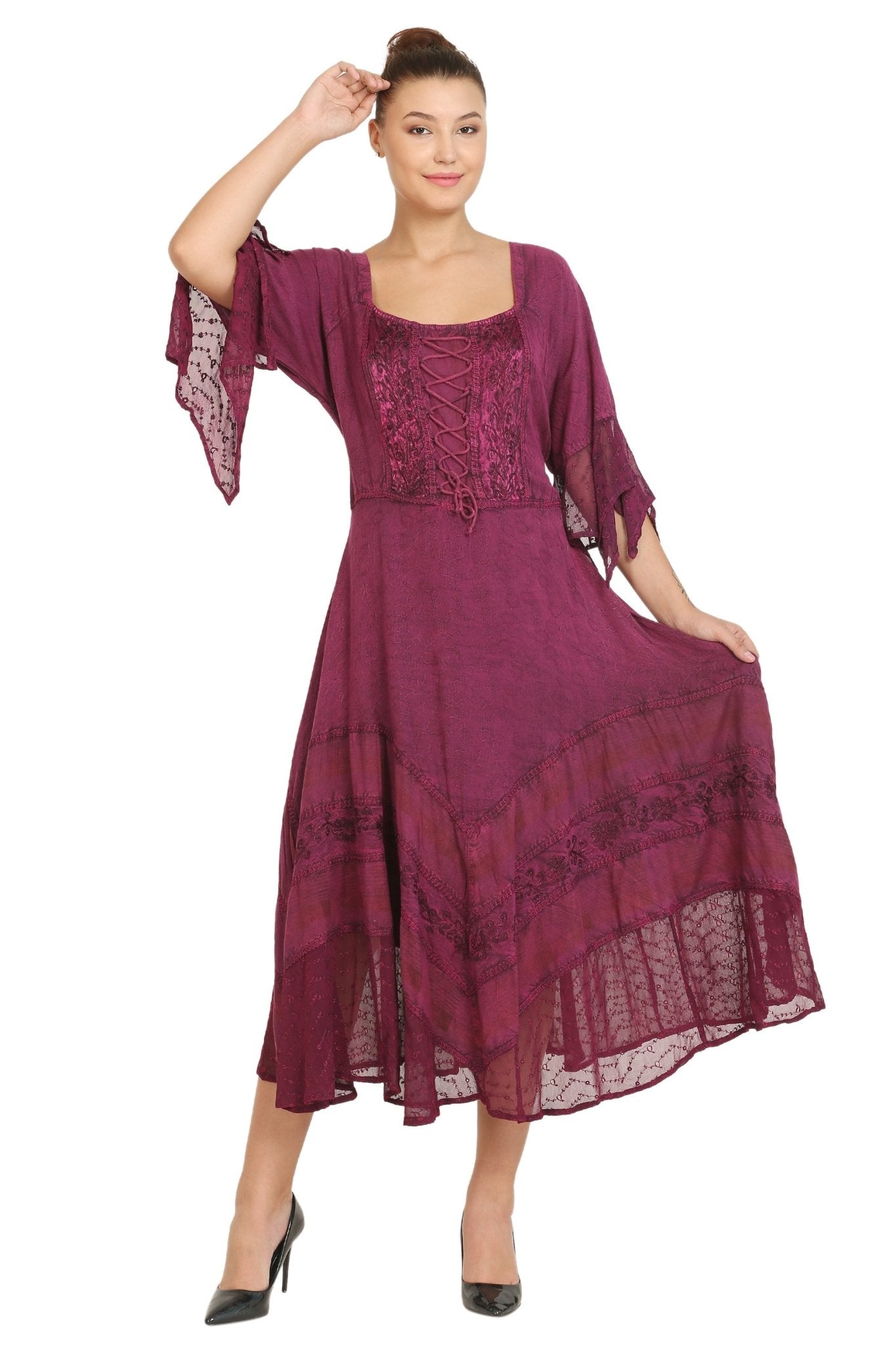 Corset Acid Wash Maxi Dress 15224 - Advance Apparels Inc