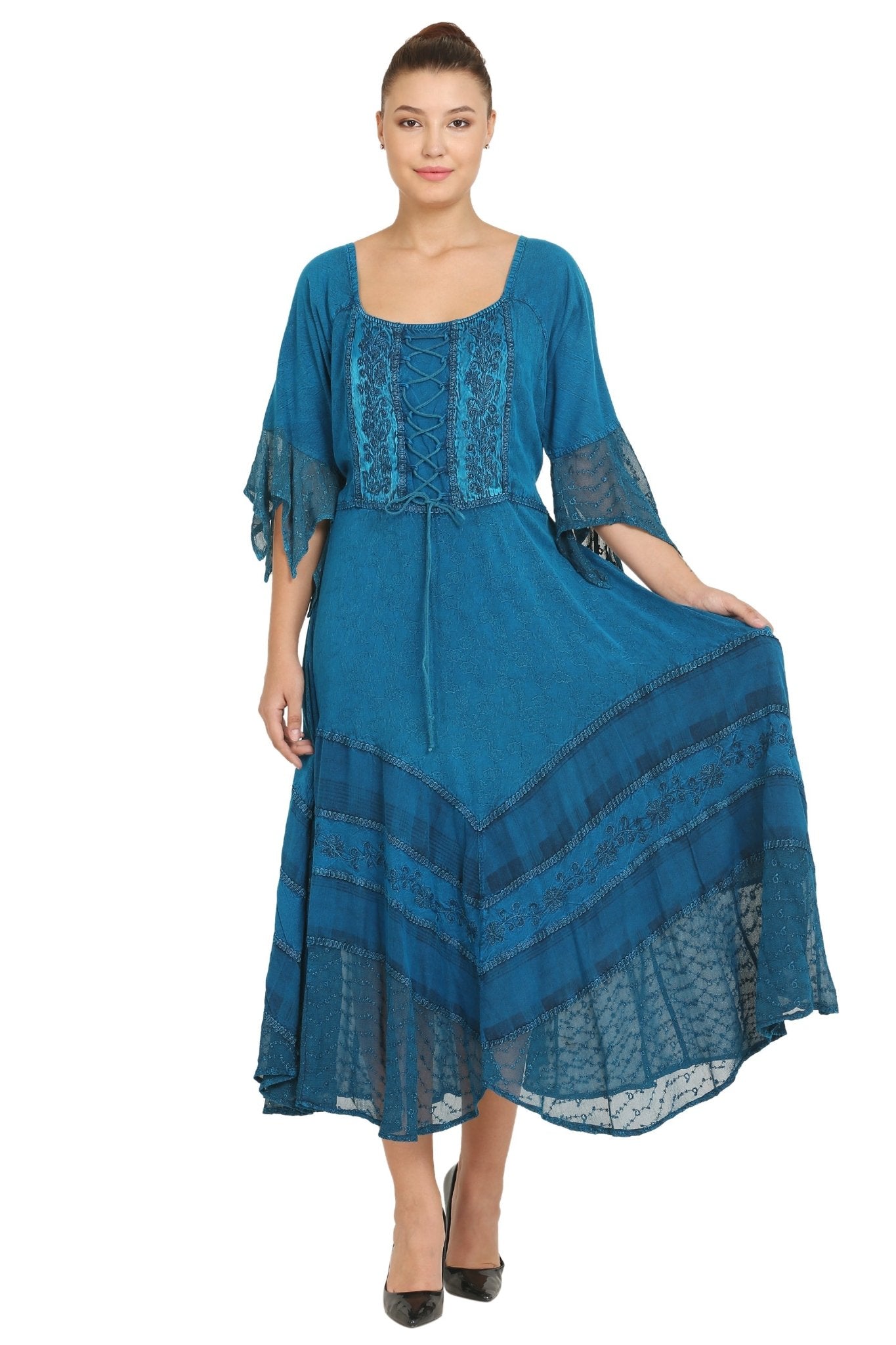 Corset Acid Wash Maxi Dress 15224 - Advance Apparels Inc