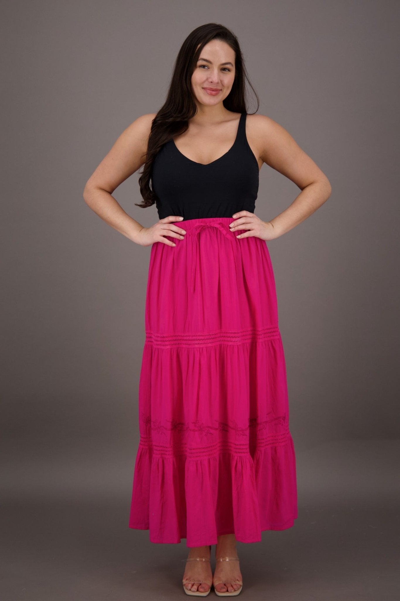 Cotton Skirt Floral Embroidery 5288 - Advance Apparels Inc