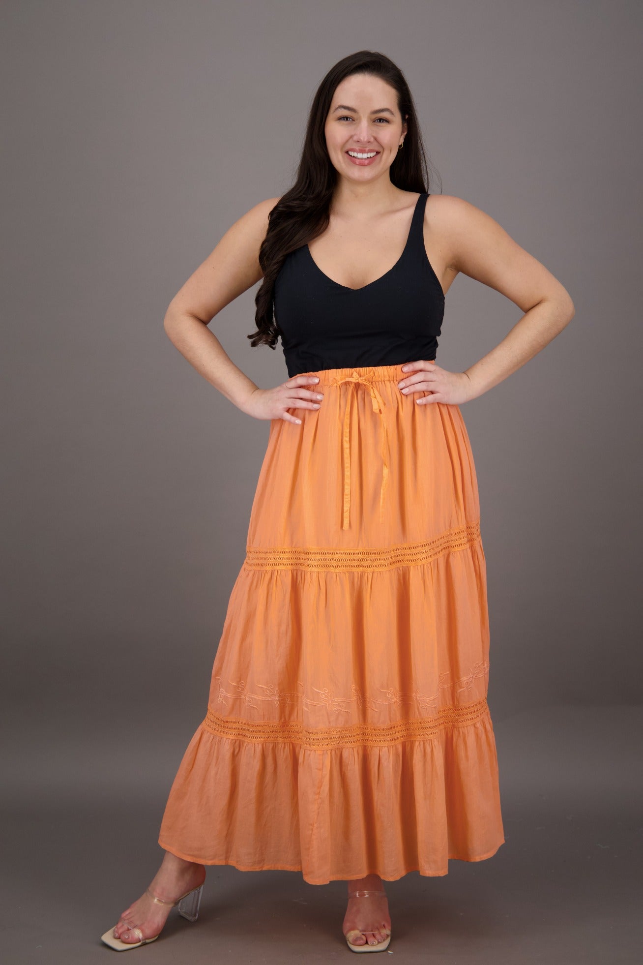 Cotton Skirt Floral Embroidery 5288 - Advance Apparels Inc