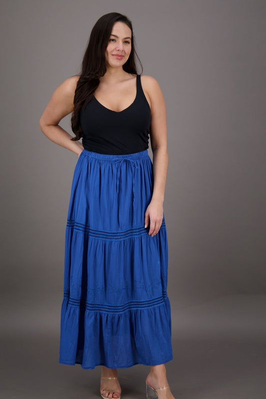 Cotton Skirt Floral Embroidery 5288 - Advance Apparels Inc