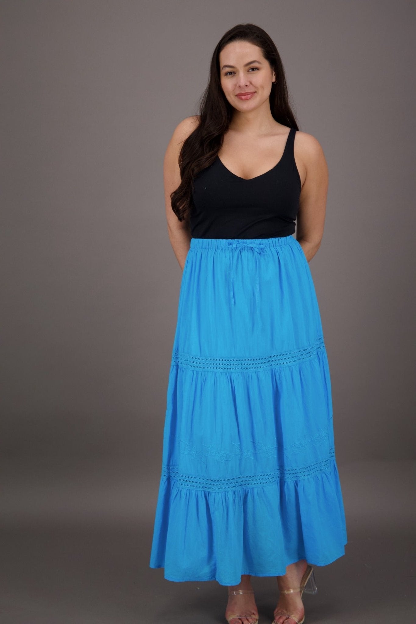 Cotton Skirt Floral Embroidery 5288 - Advance Apparels Inc