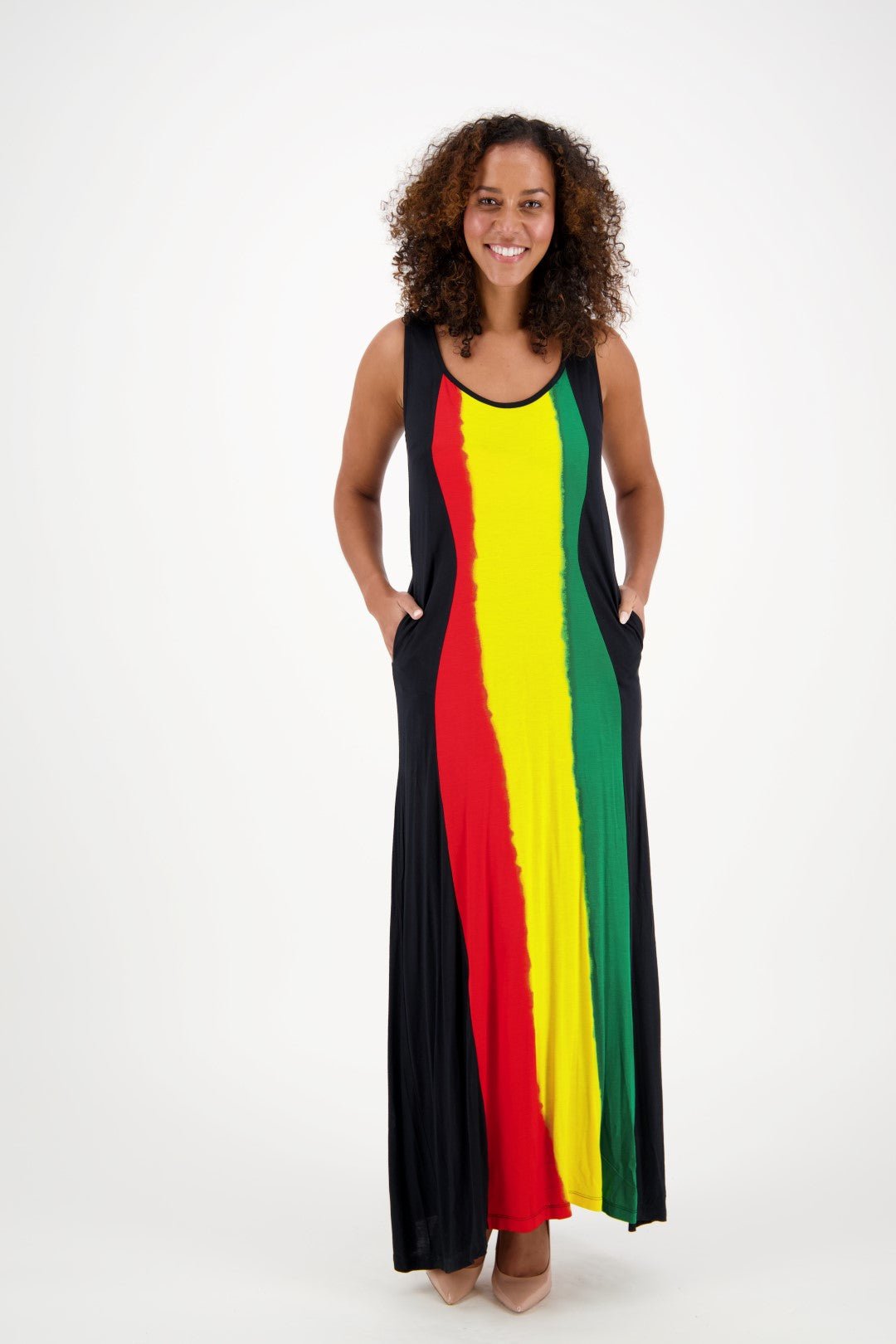 Cutout Back Rasta Maxi Dress R-483 - Advance Apparels Inc