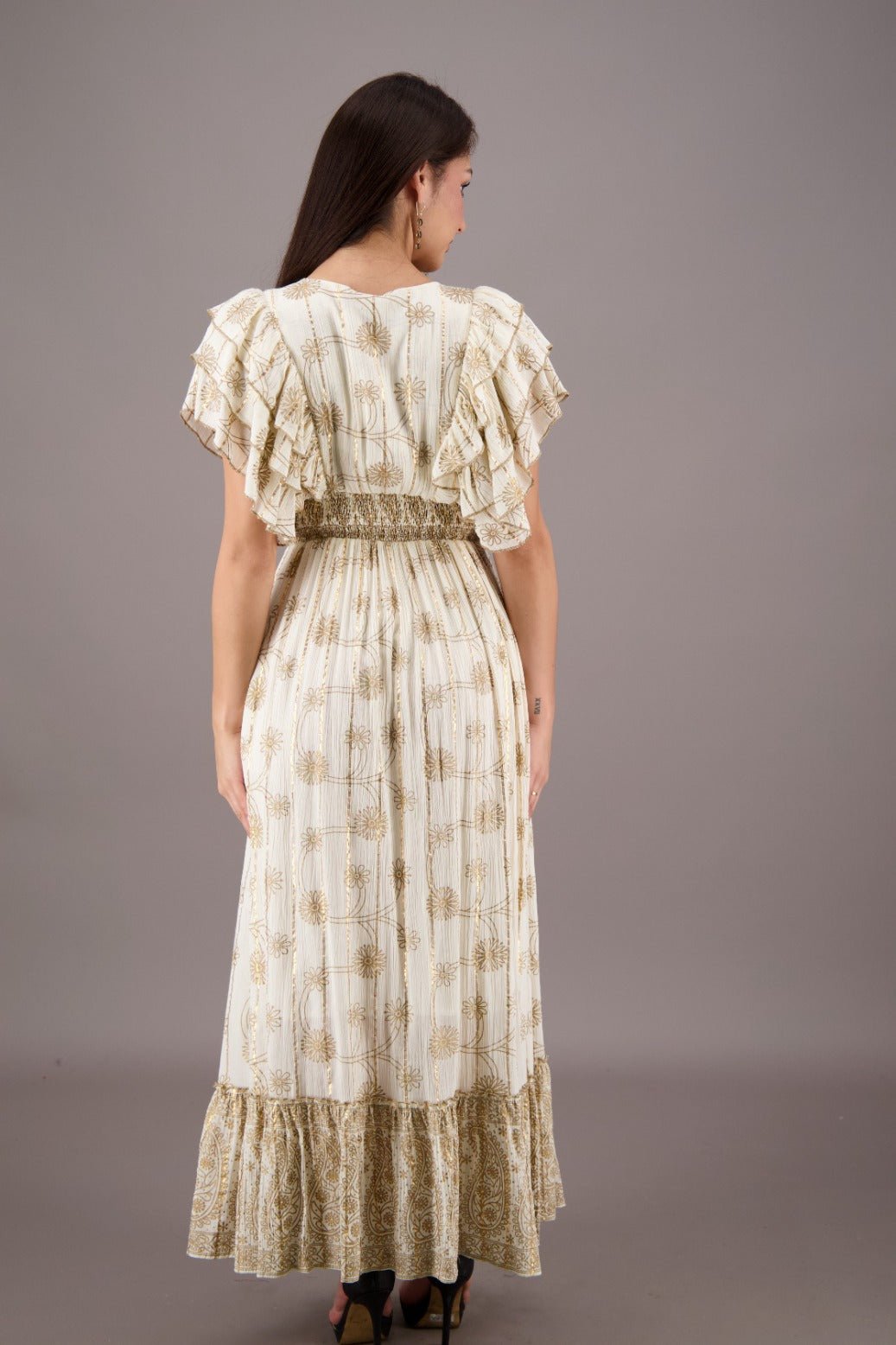 Daisy Flutter Sleeve Maxi 24710 - Advance Apparels Inc