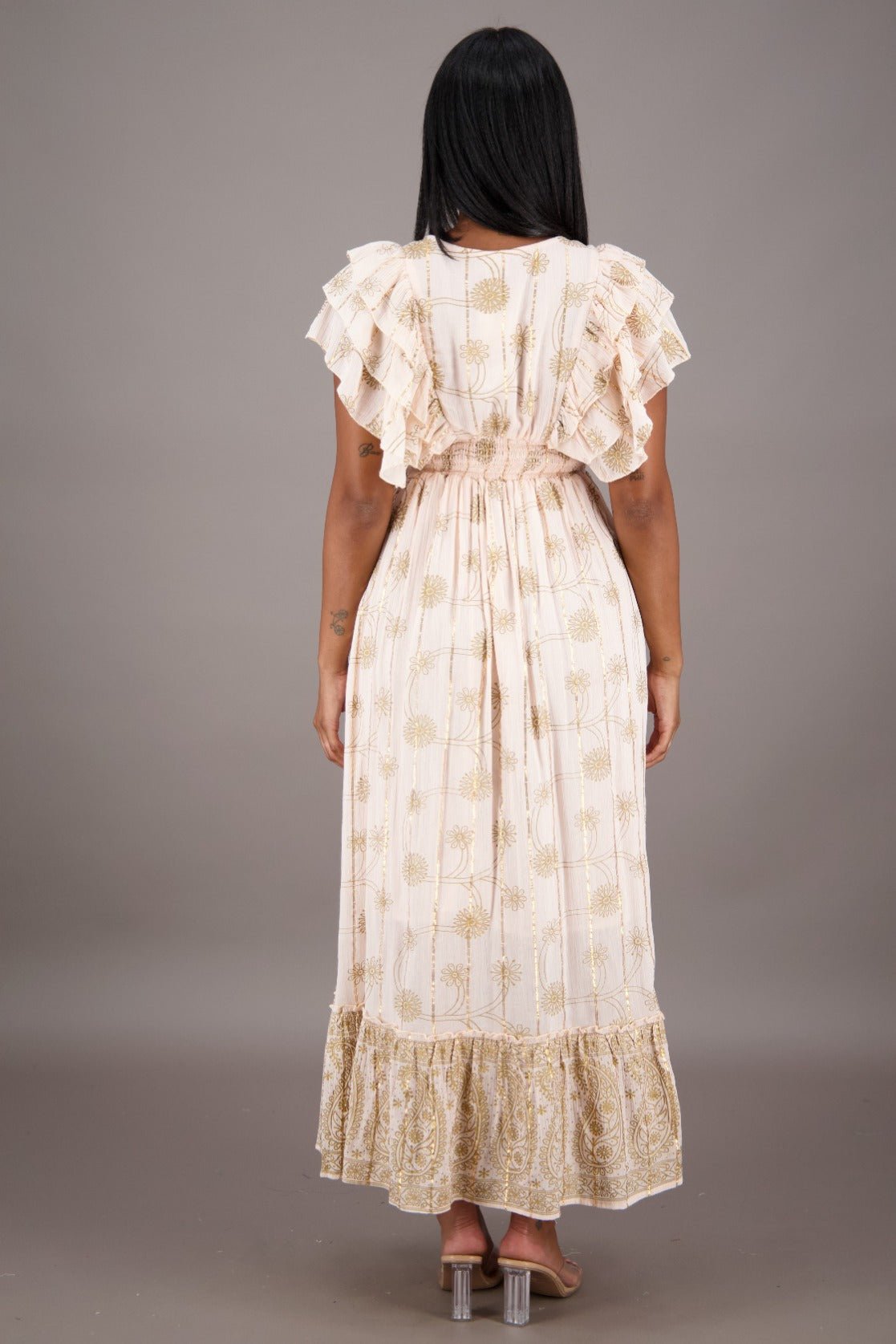 Daisy Flutter Sleeve Maxi 24710 - Advance Apparels Inc